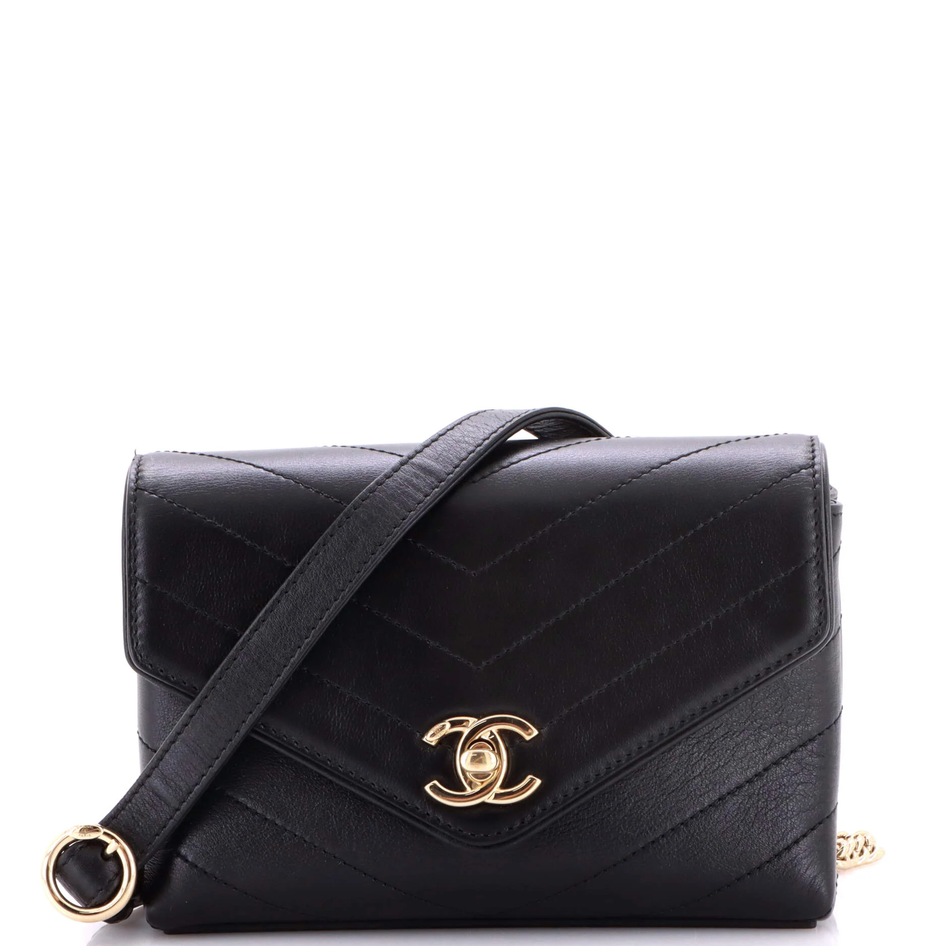 Coco Chevron Waist Bag Stitched Calfskin