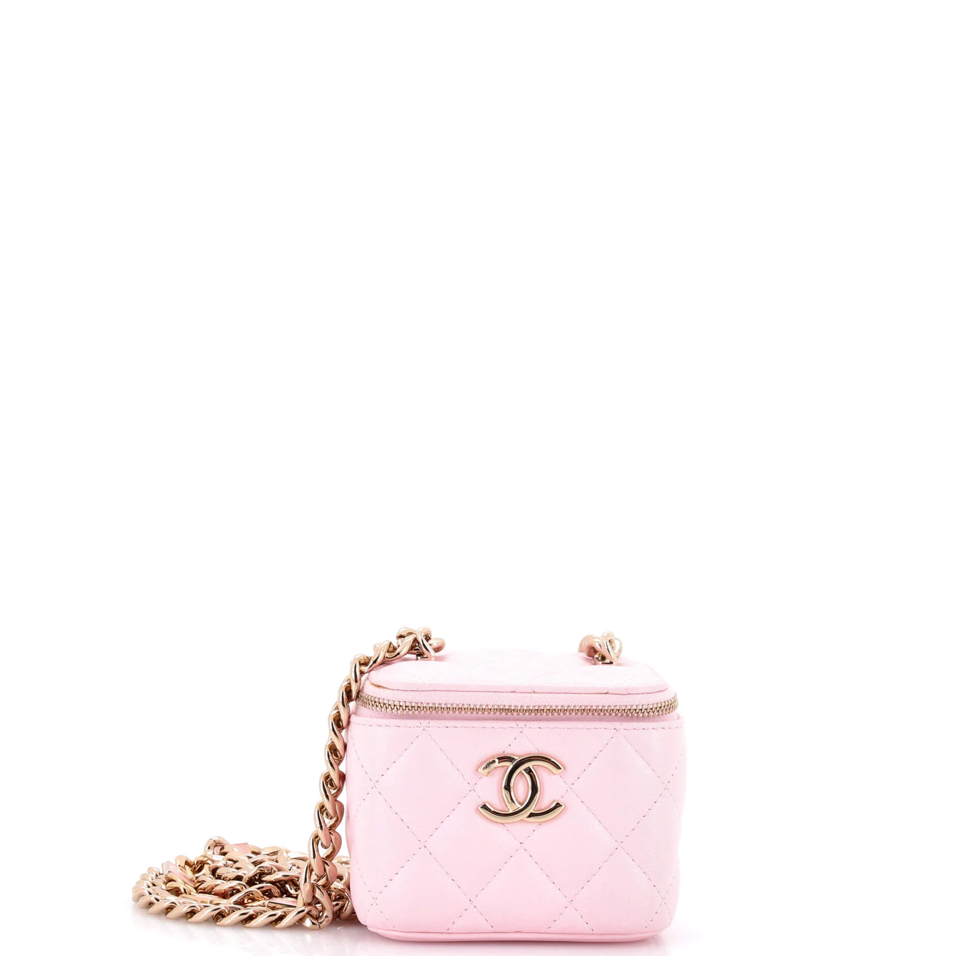 Coco Enamel Strap Vanity Case with Chain Quilted Lambskin Mini