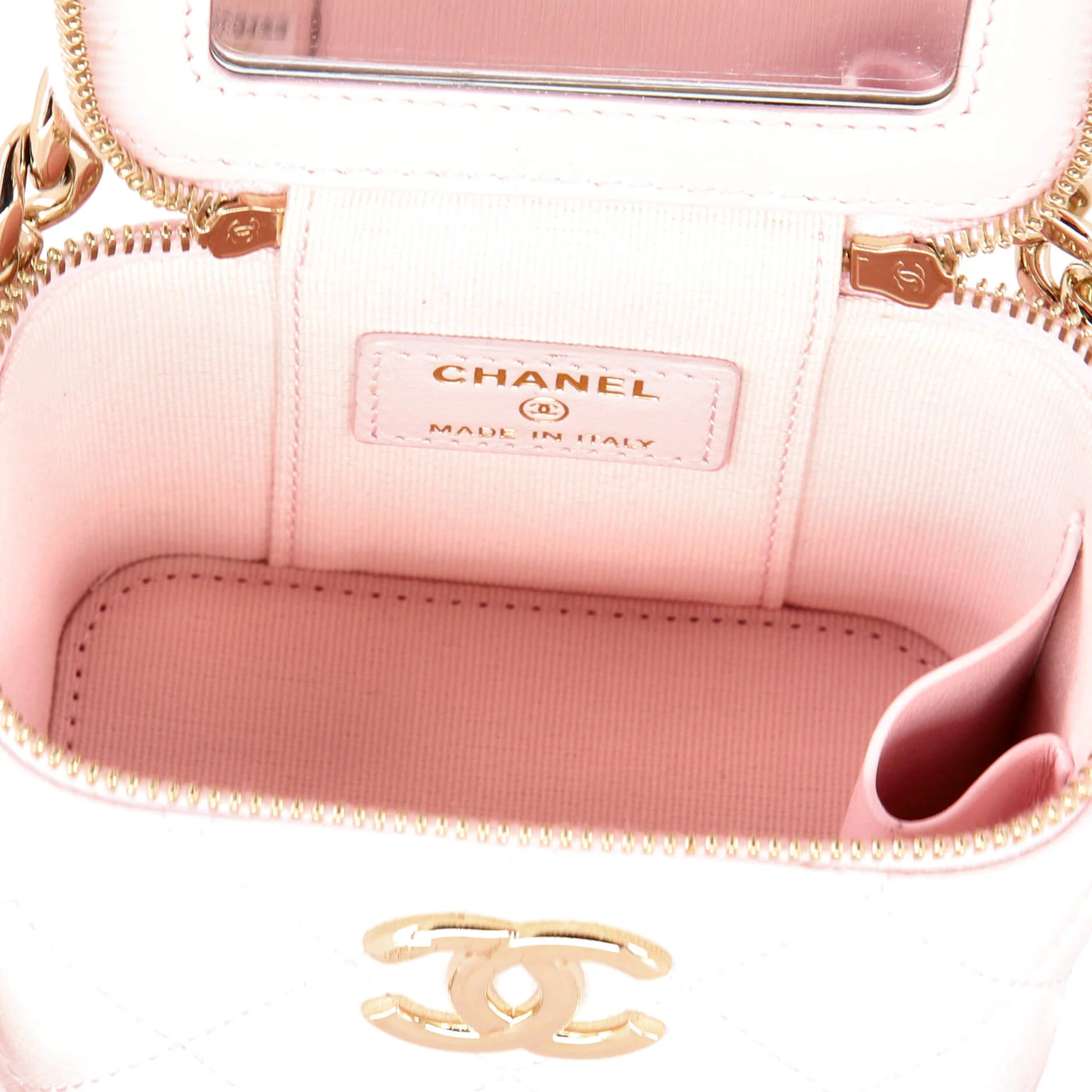 Coco Enamel Strap Vanity Case with Chain Quilted Lambskin Mini - Image 5