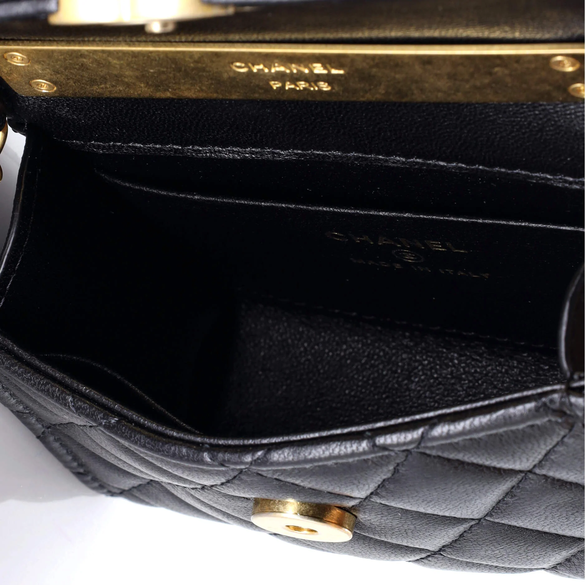 Coco Enamel Top Handle Flap Bag Quilted Lambskin Small - Image 5