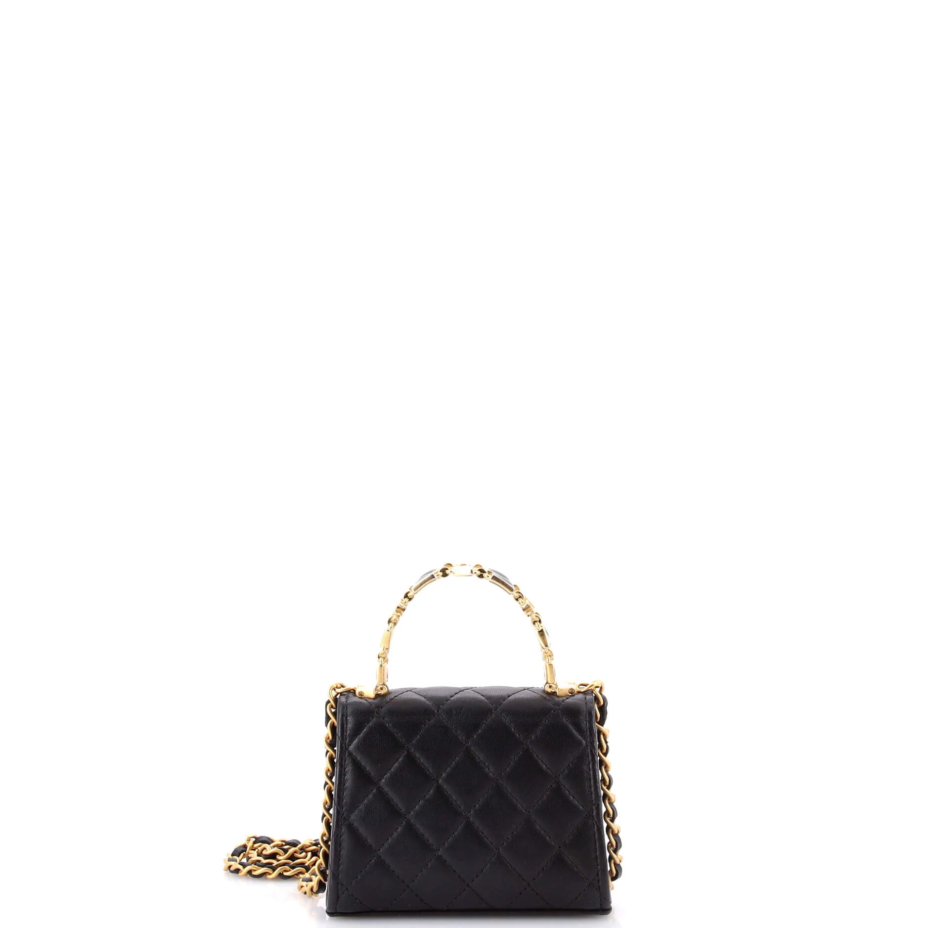 Coco Enamel Top Handle Flap Bag Quilted Lambskin Mini - Image 3