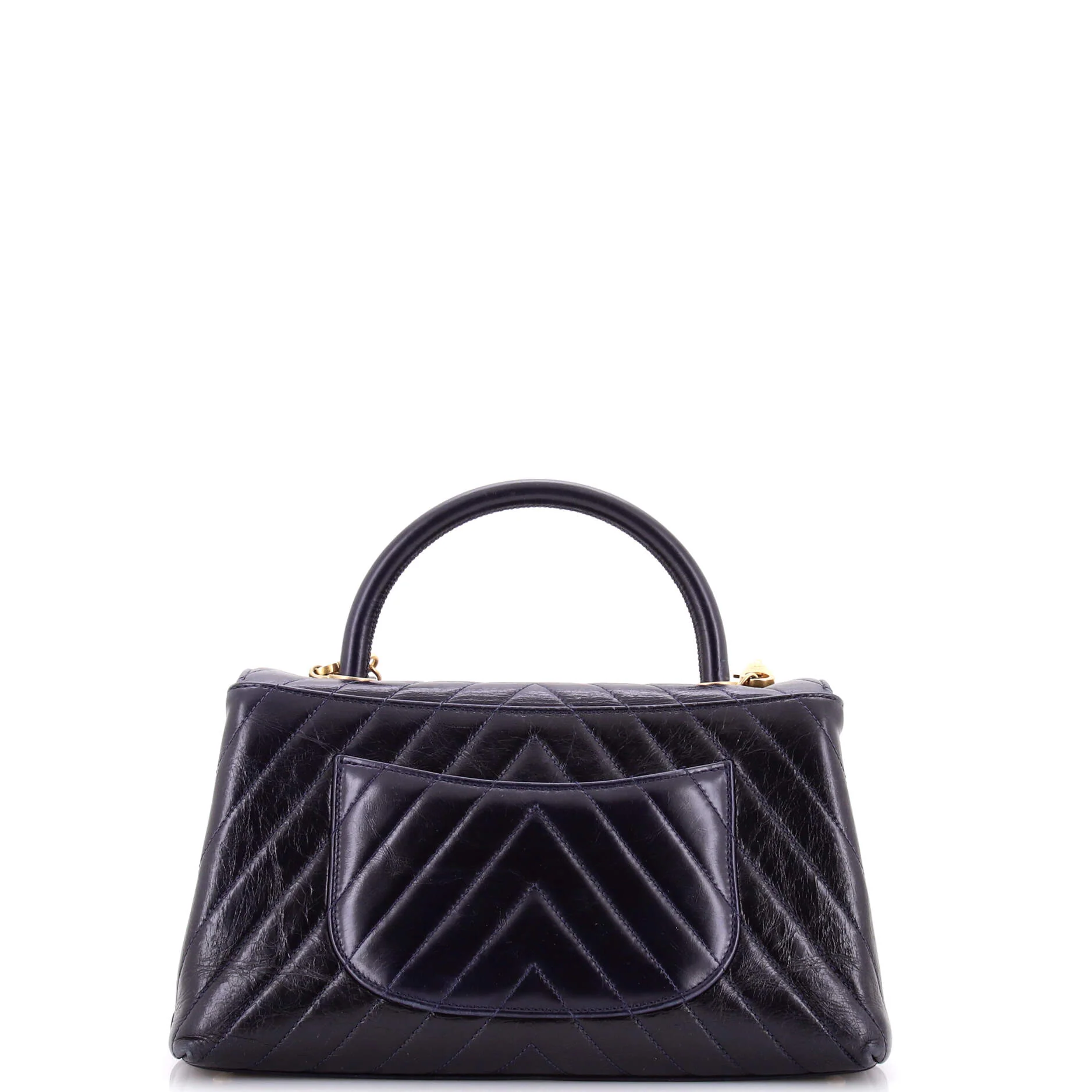 Coco Top Handle Bag Chevron Aged Calfskin Small - Image 3