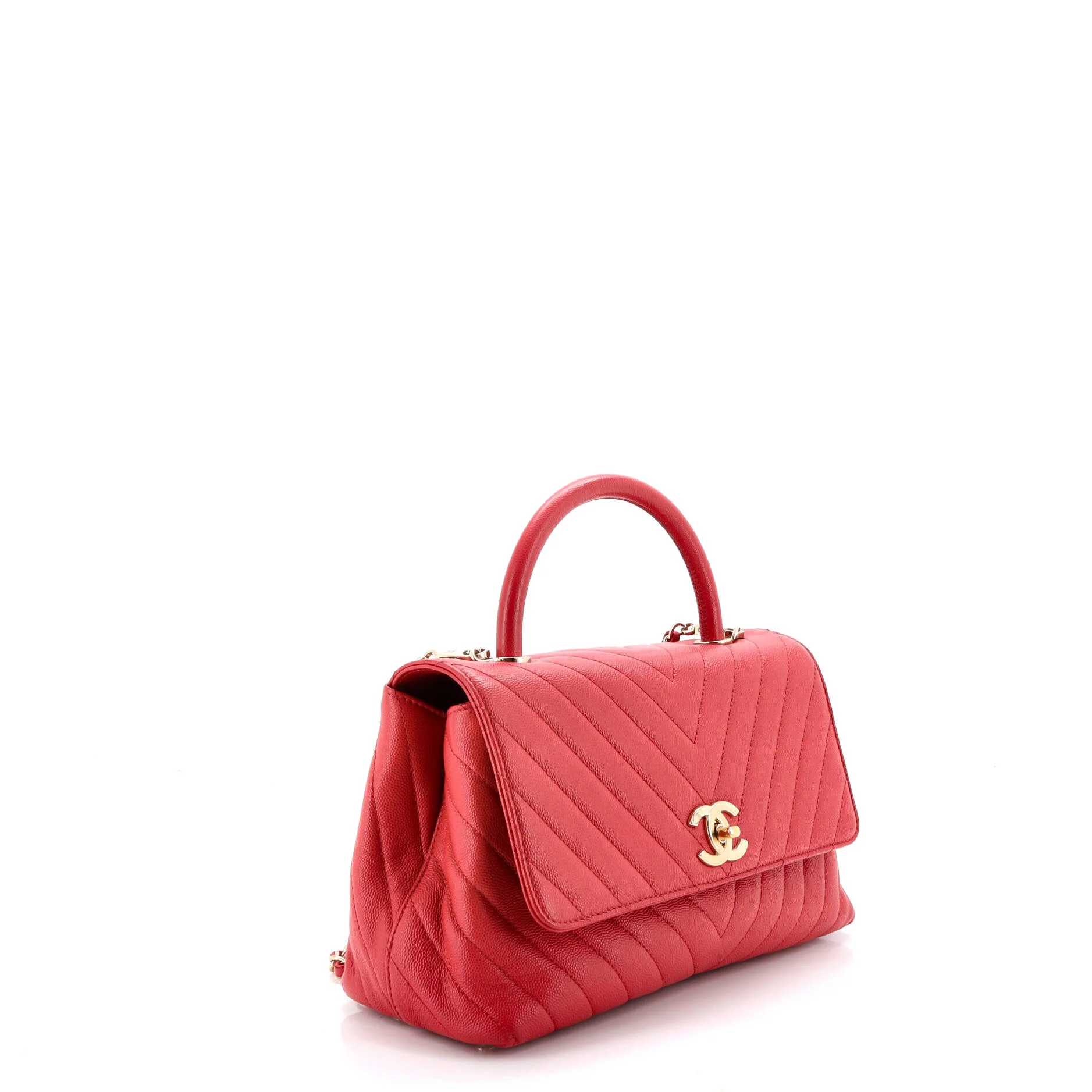 Coco Top Handle Bag Chevron Caviar Small - Image 2
