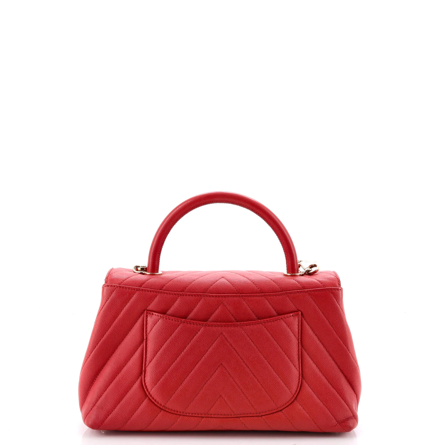 Coco Top Handle Bag Chevron Caviar Small - Image 3
