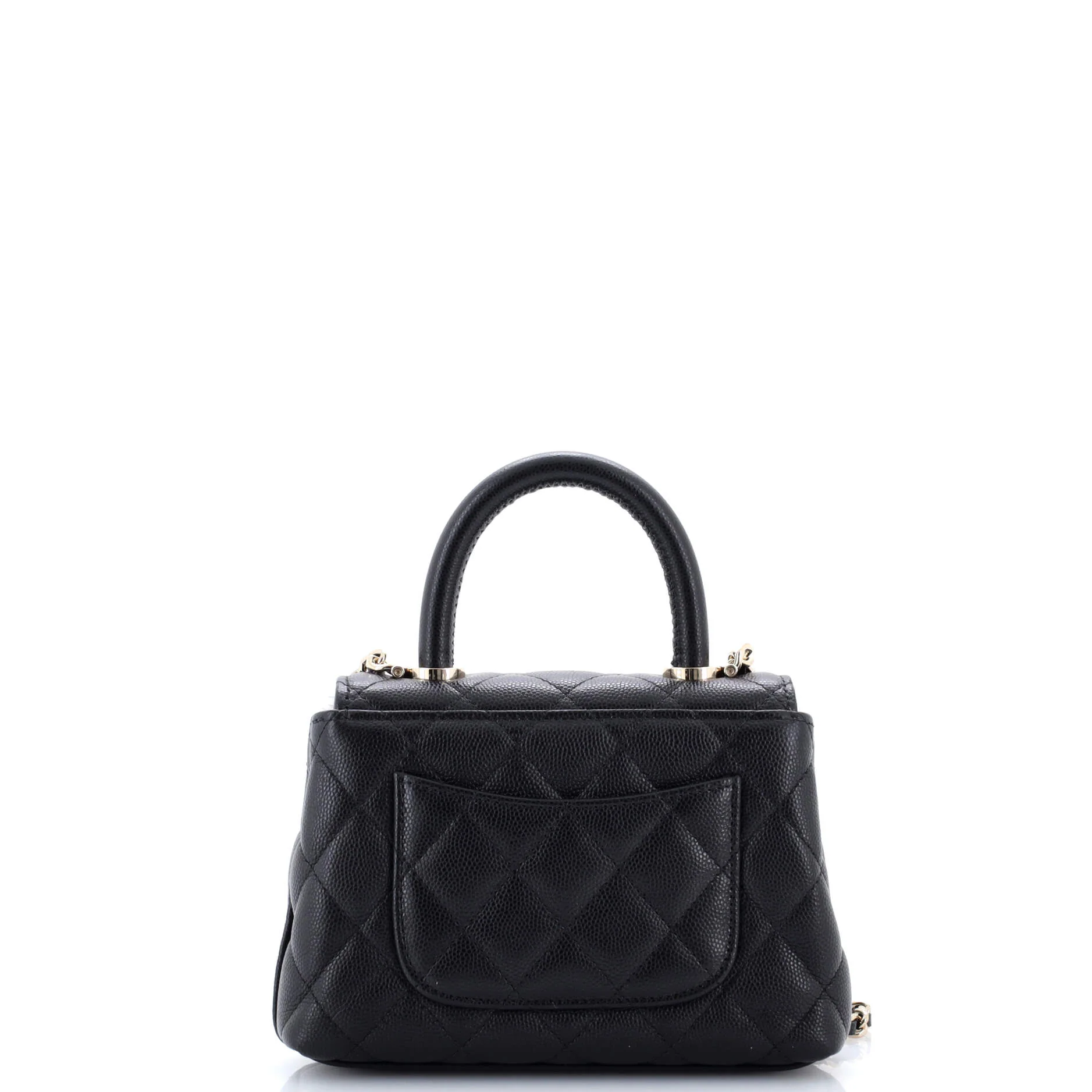 Coco Top Handle Clutch with Chain Quilted Caviar Mini - Image 3