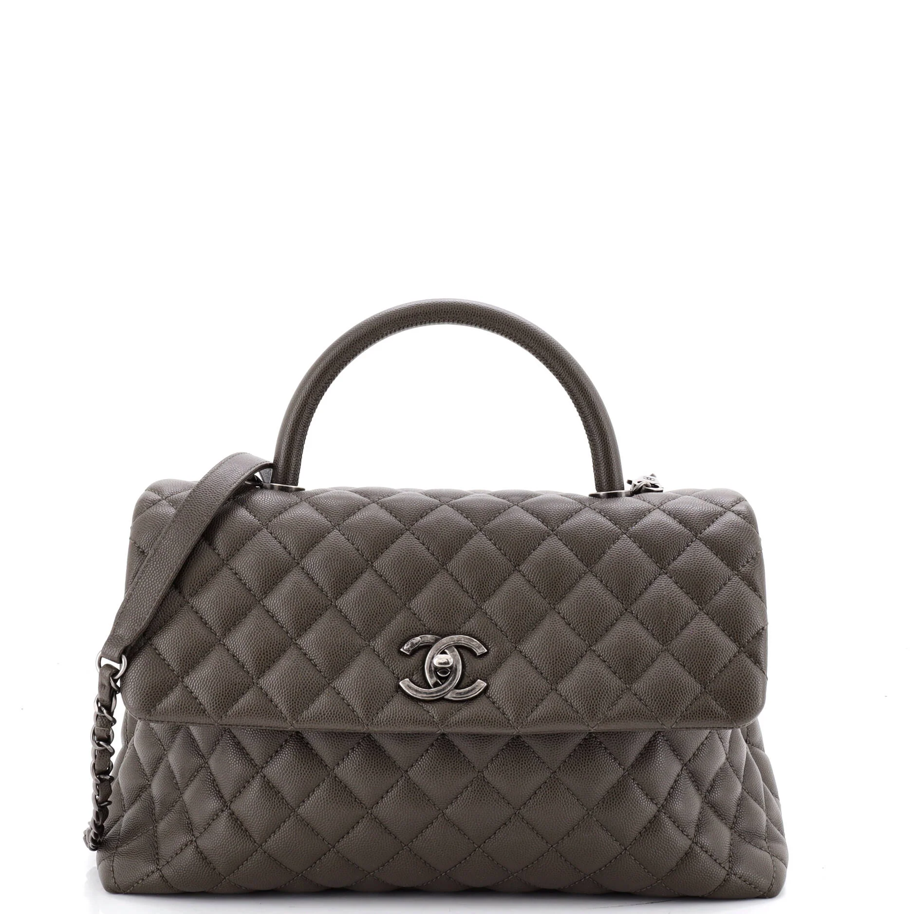 Coco Top Handle Bag Quilted Caviar Medium