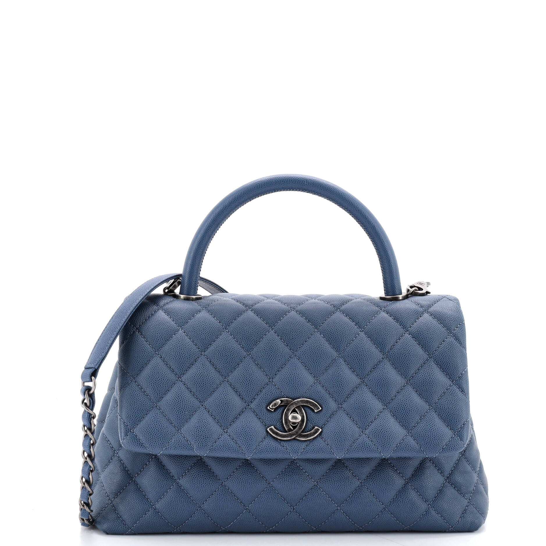 Coco Top Handle Bag Quilted Caviar Small