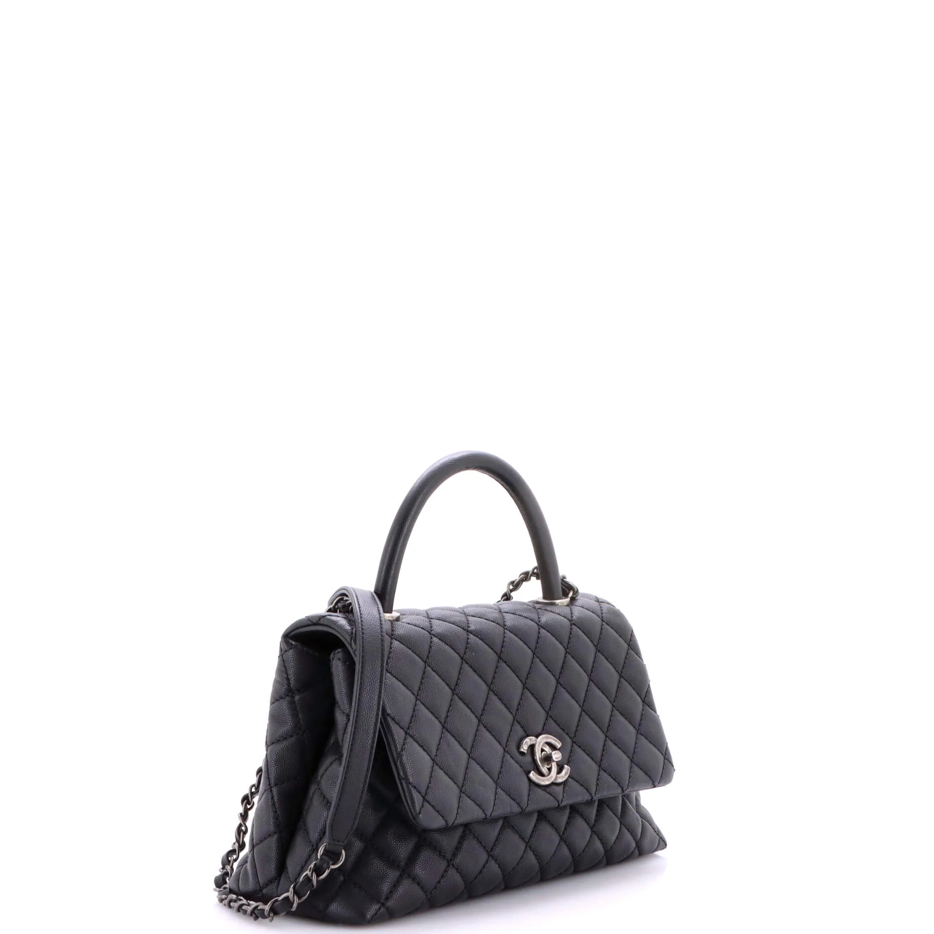 Coco Top Handle Bag Quilted Caviar Small - Image 3