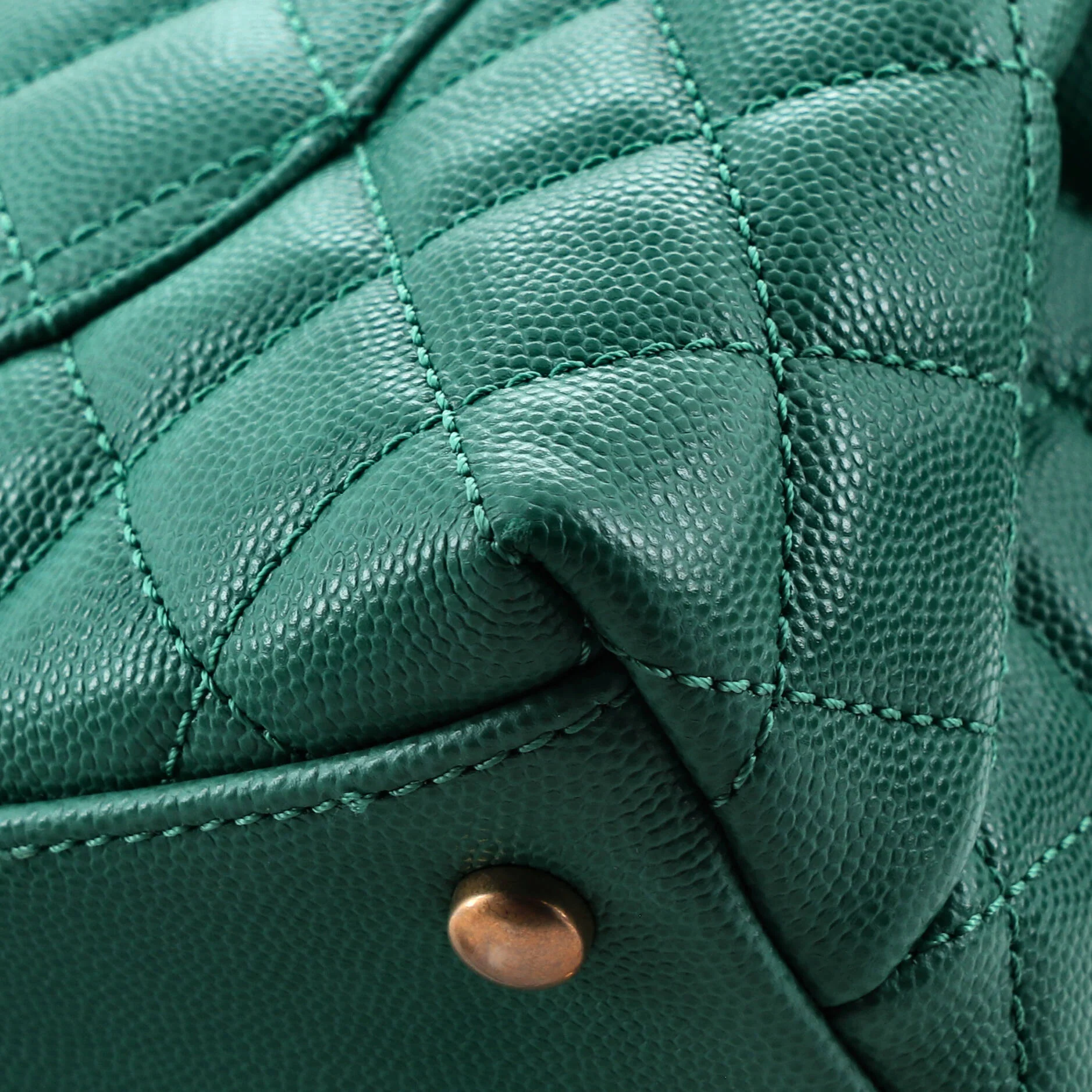 Coco Top Handle Bag Quilted Caviar with Lizard Embossed Handle Mini - Image 8