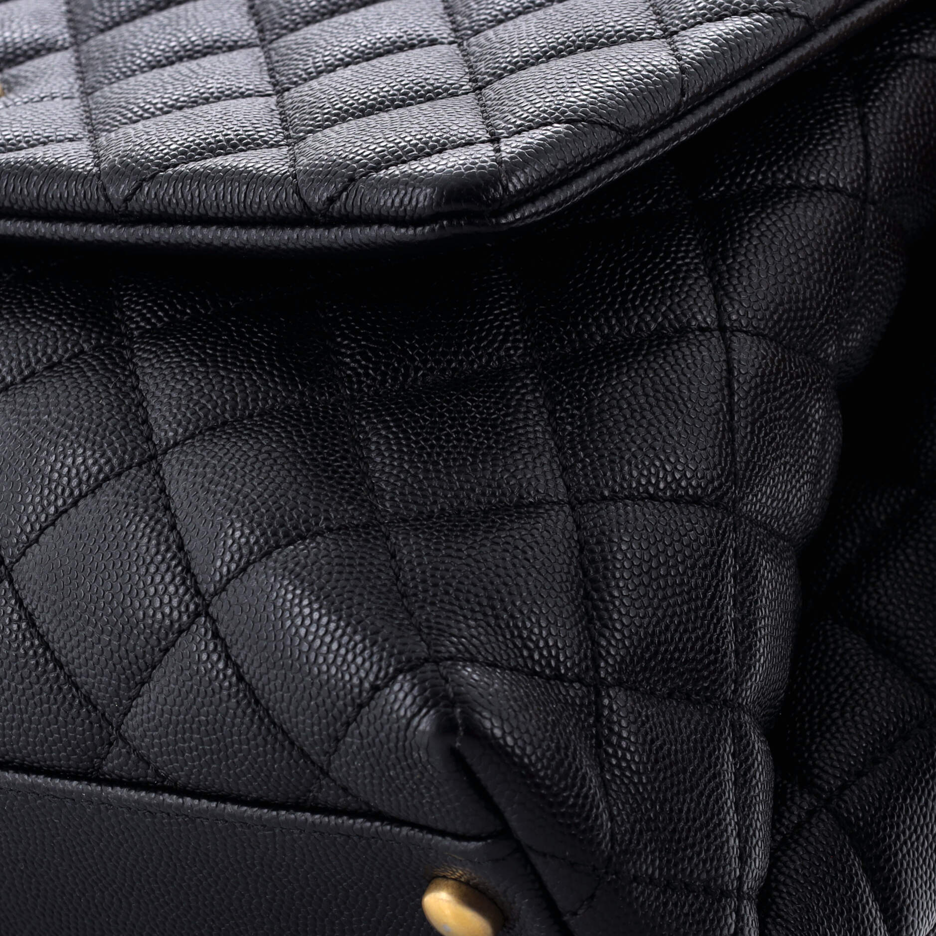 Coco Top Handle Bag Quilted Caviar with Snakeskin Small - Image 6