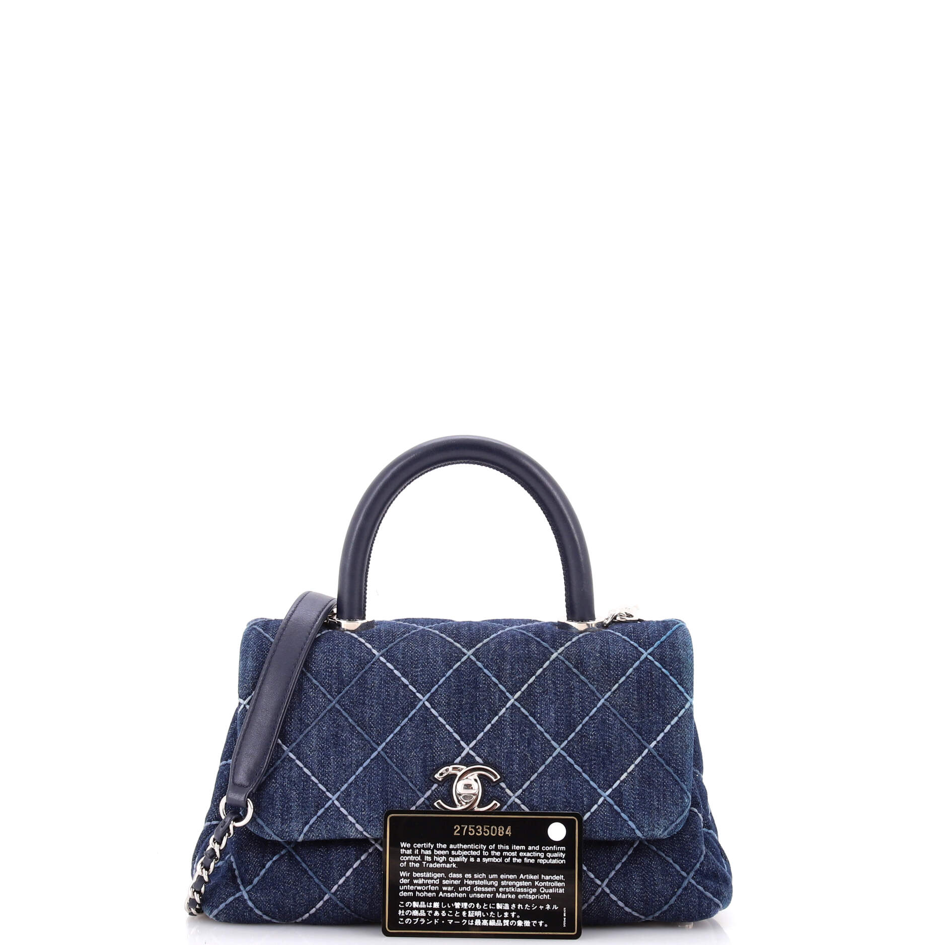 Coco Top Handle Bag Quilted Denim Mini - Image 2