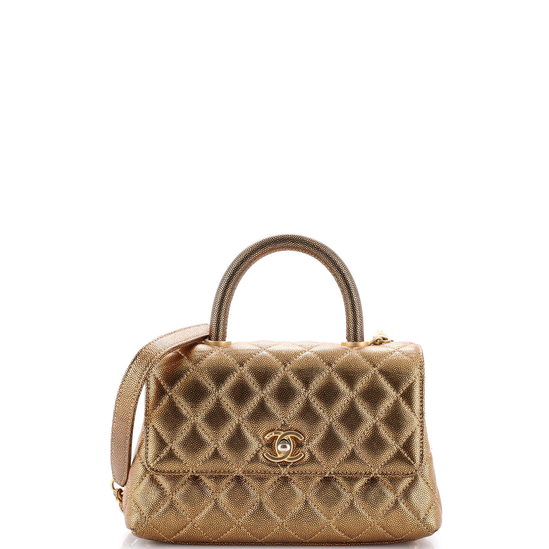 Coco Top Handle Bag Quilted Iridescent Caviar Mini