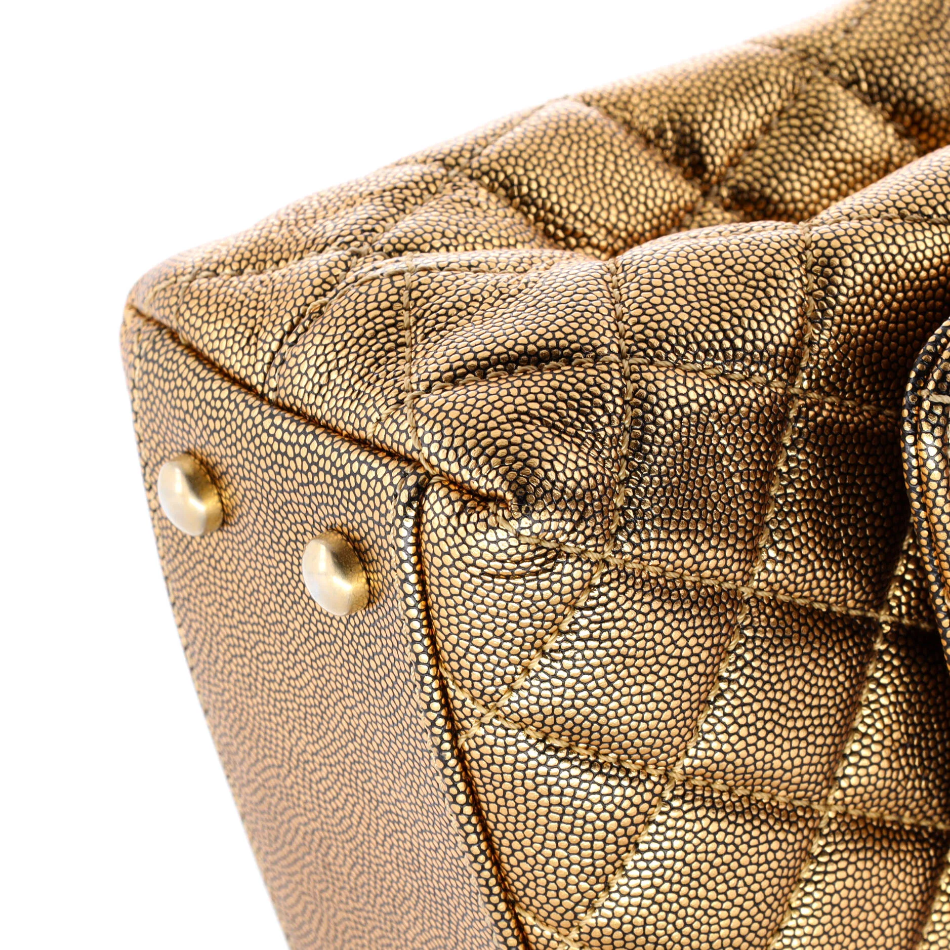 Coco Top Handle Bag Quilted Iridescent Caviar Mini - Image 6