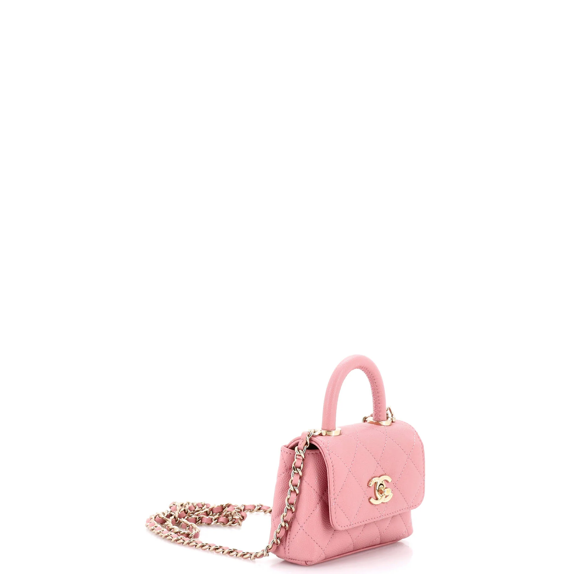 Coco Top Handle Clutch with Chain Quilted Caviar - Image 2