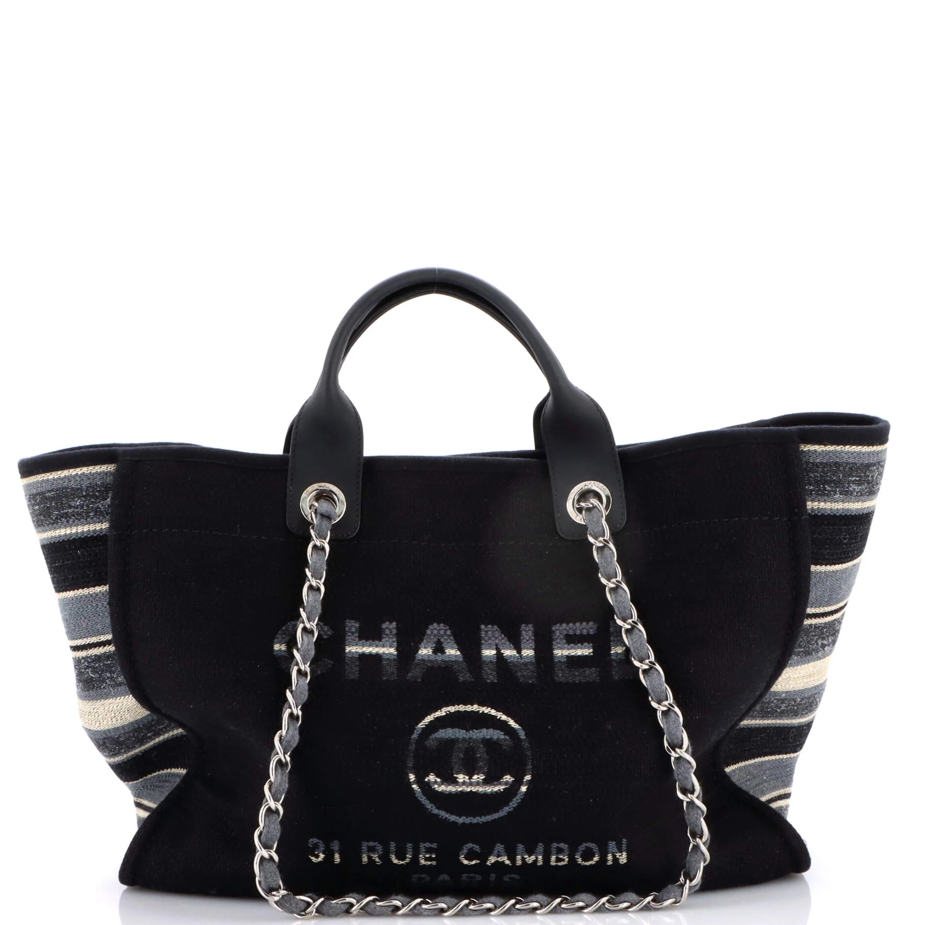 Deauville Tote Canvas with Striped Detail Medium