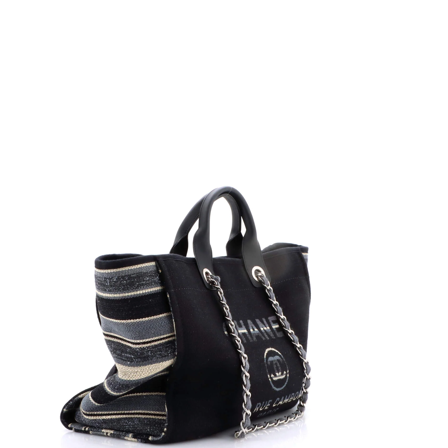 Deauville Tote Canvas with Striped Detail Medium - Image 2
