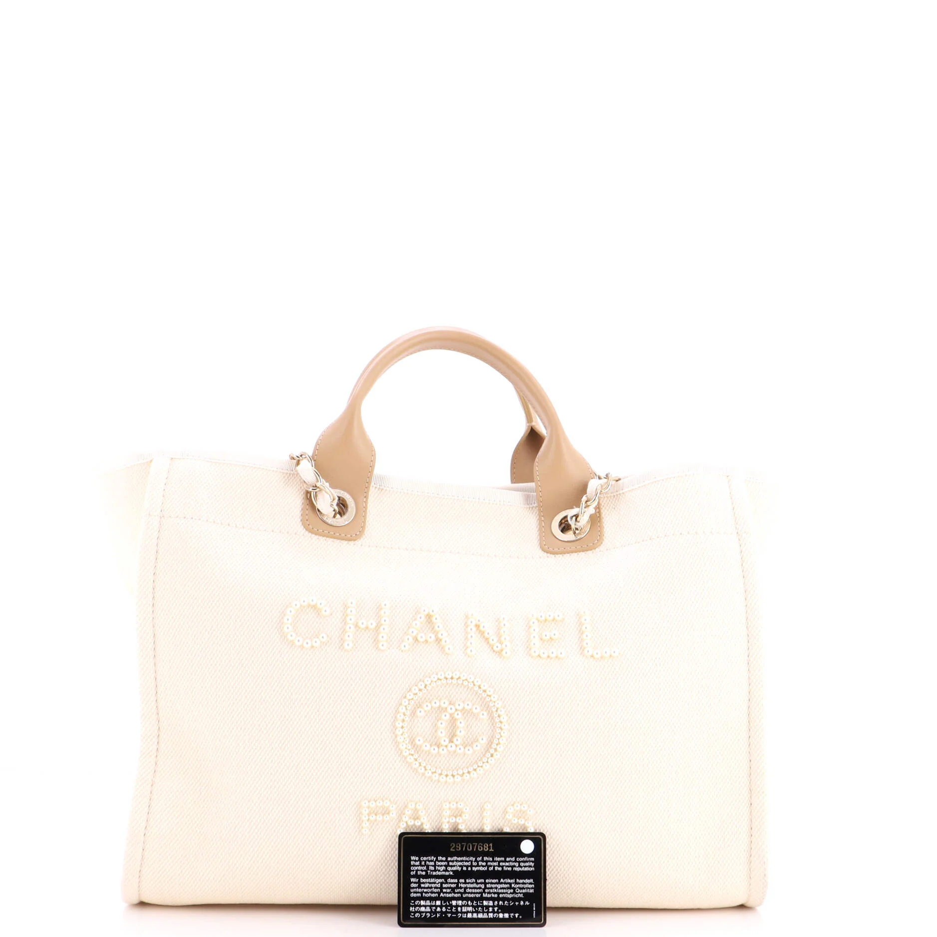 Deauville Tote Pearl Embellished Canvas Medium