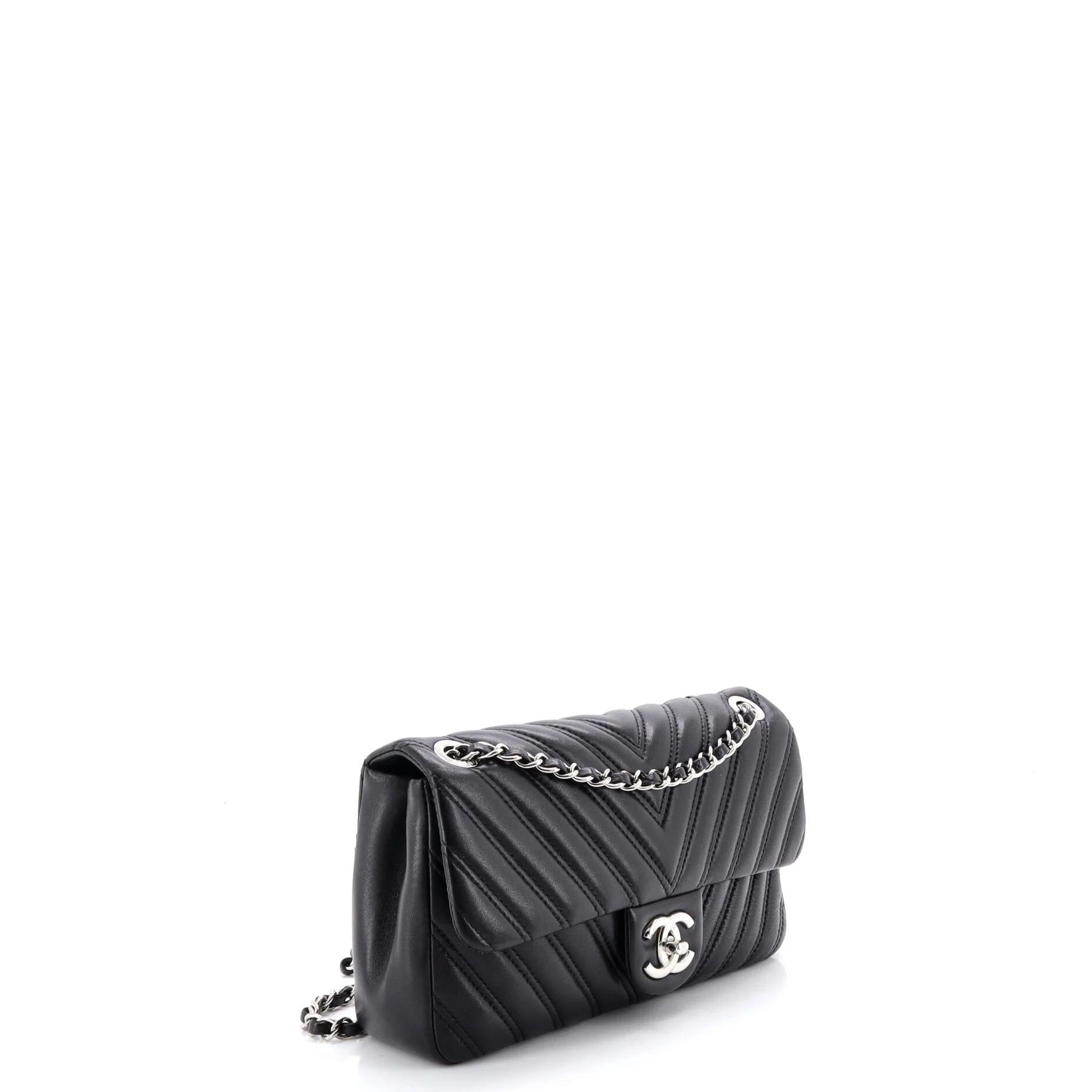 Double Stitch Flap Bag Chevron Lambskin Medium - Image 3