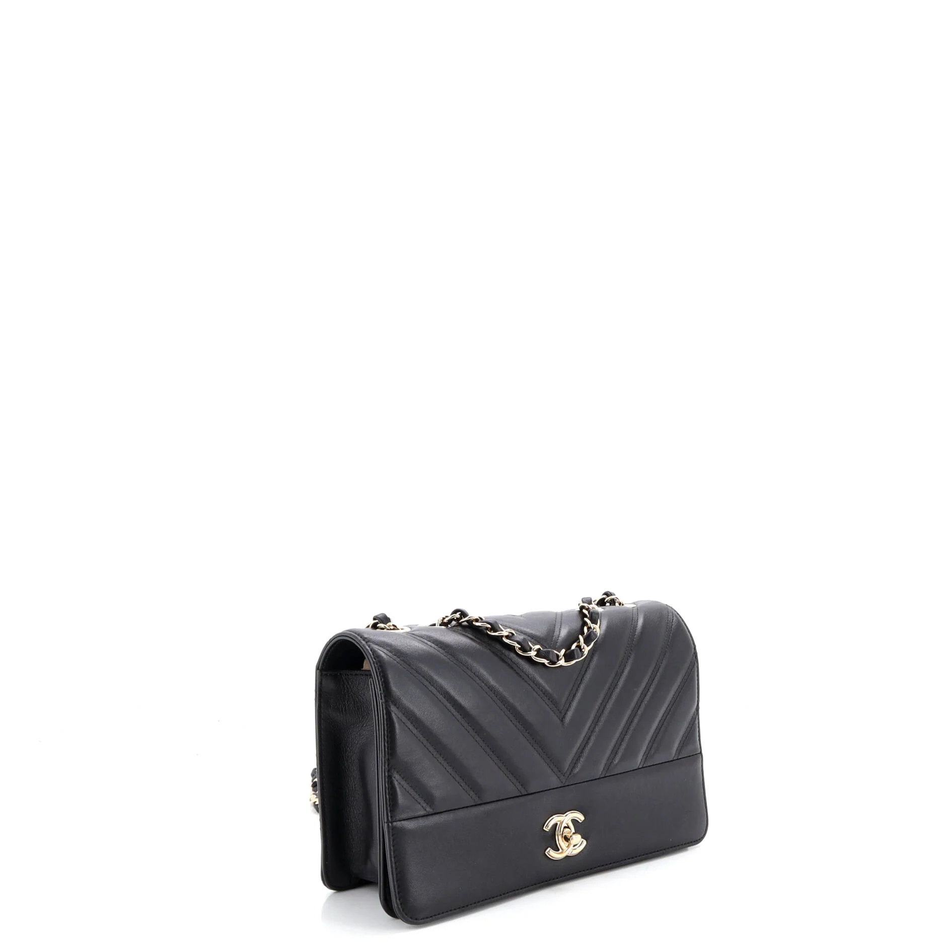Double Stitch Full Flap Bag Chevron Lambskin Medium - Image 2