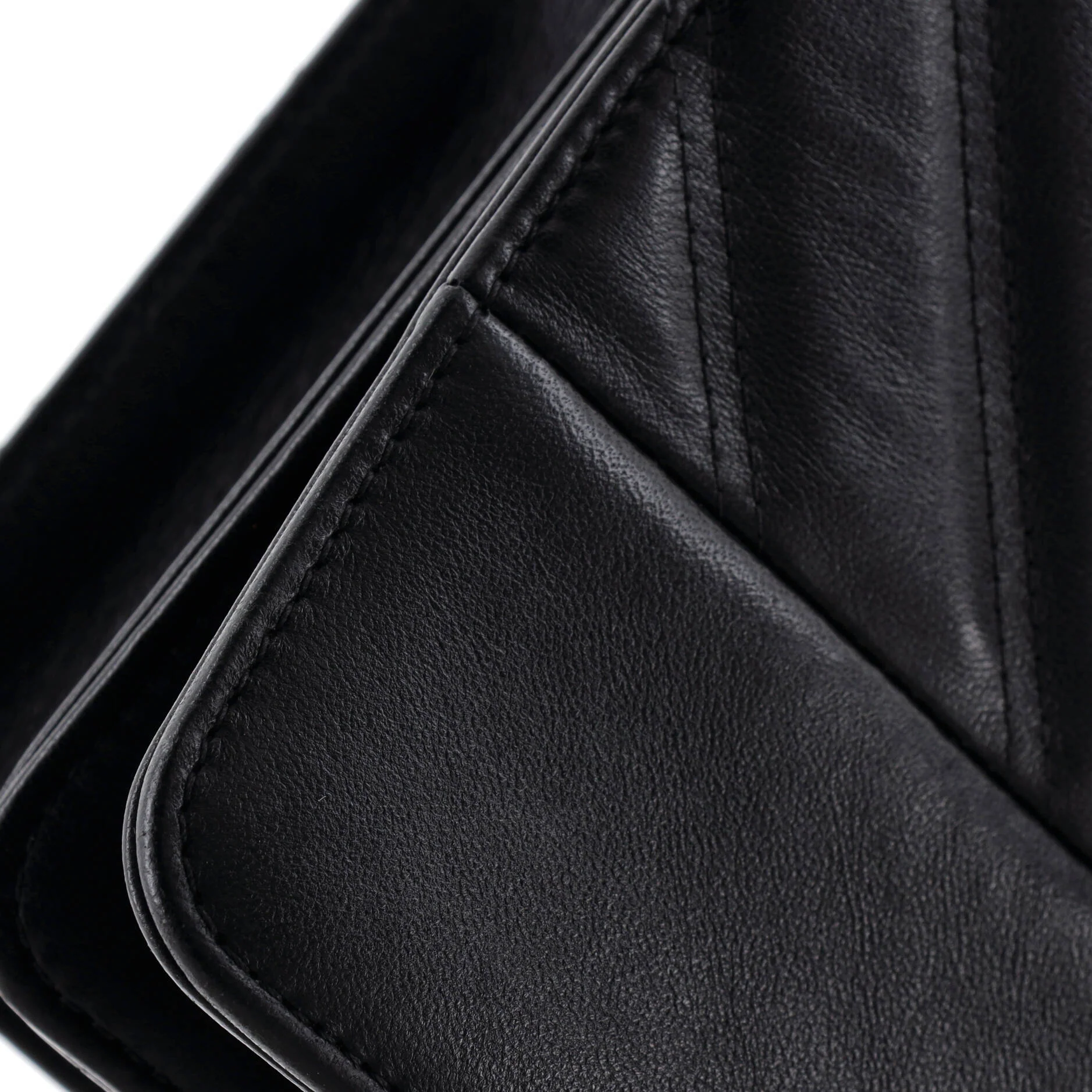 Double Stitch Full Flap Bag Chevron Lambskin Medium - Image 6