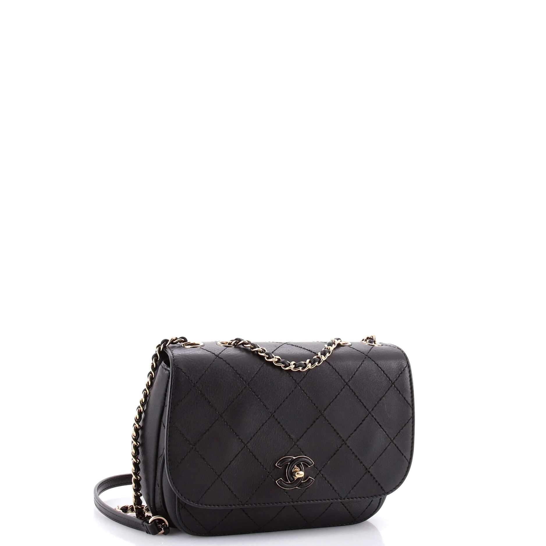 Enamel CC Chain Flap Bag Stitched Calfskin Small - Image 2