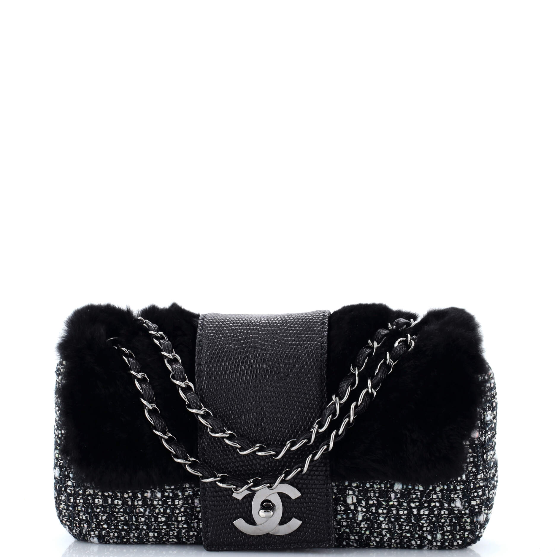 Fantasy Flap Bag Fur and Tweed with Lizard Medium