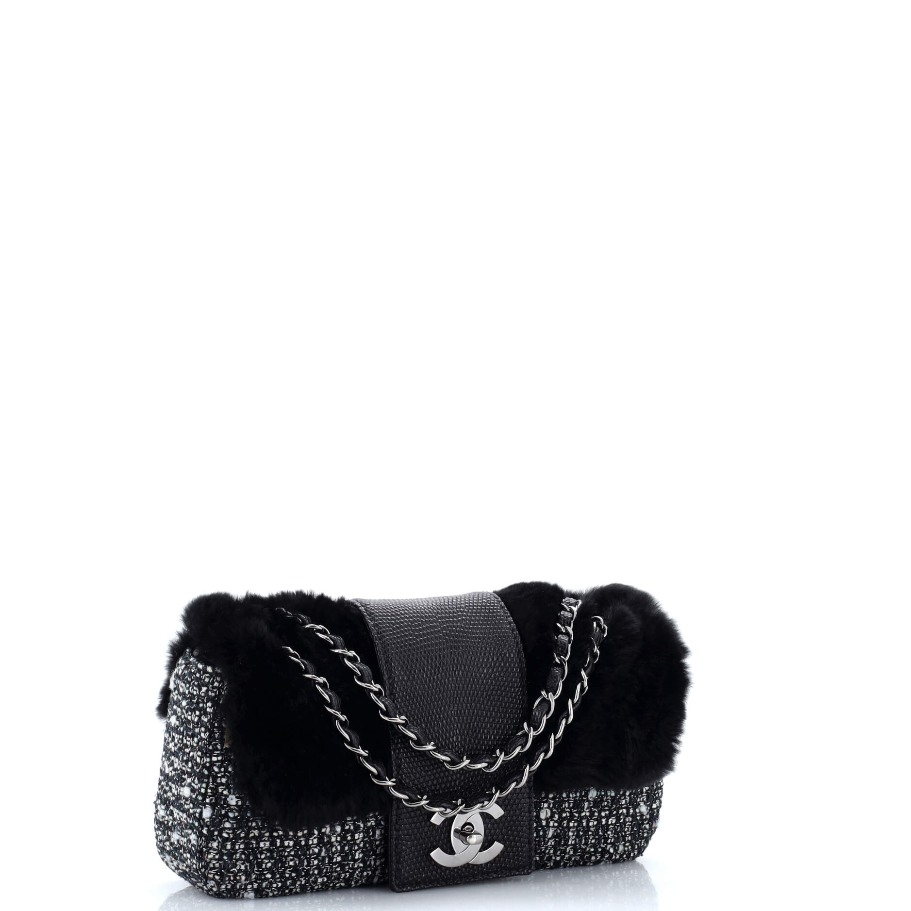 Fantasy Flap Bag Fur and Tweed with Lizard Medium - Image 2