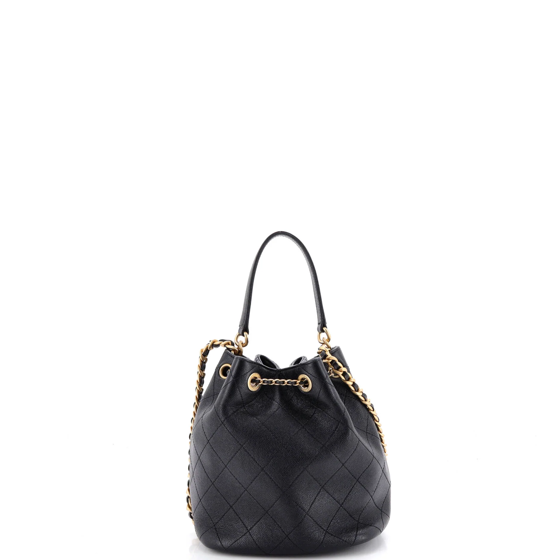 Fashion Therapy Drawstring Bucket Bag Quilted Caviar Small - Image 4