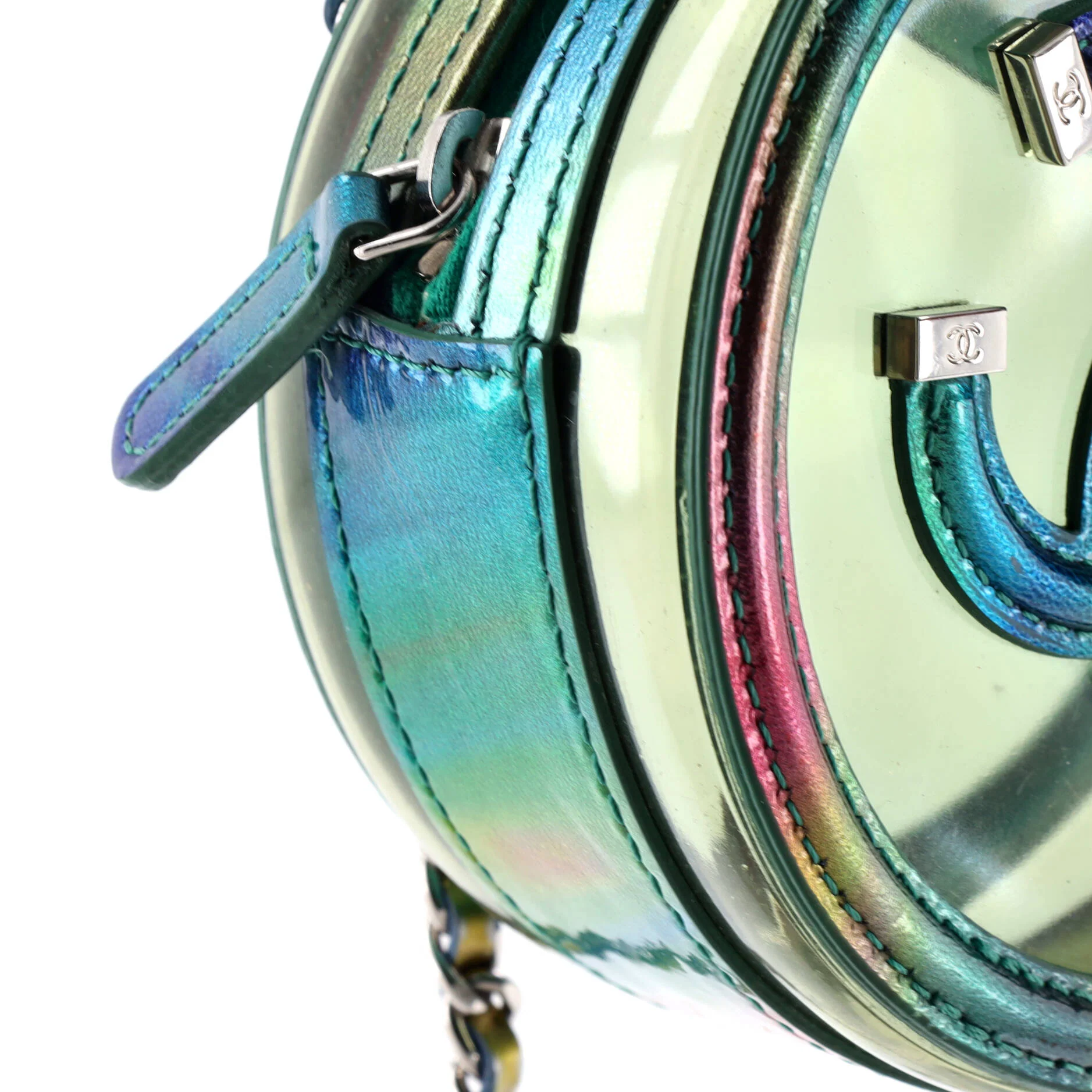 Filigree Round Clutch with Chain PVC with Lambskin Mini - Image 6