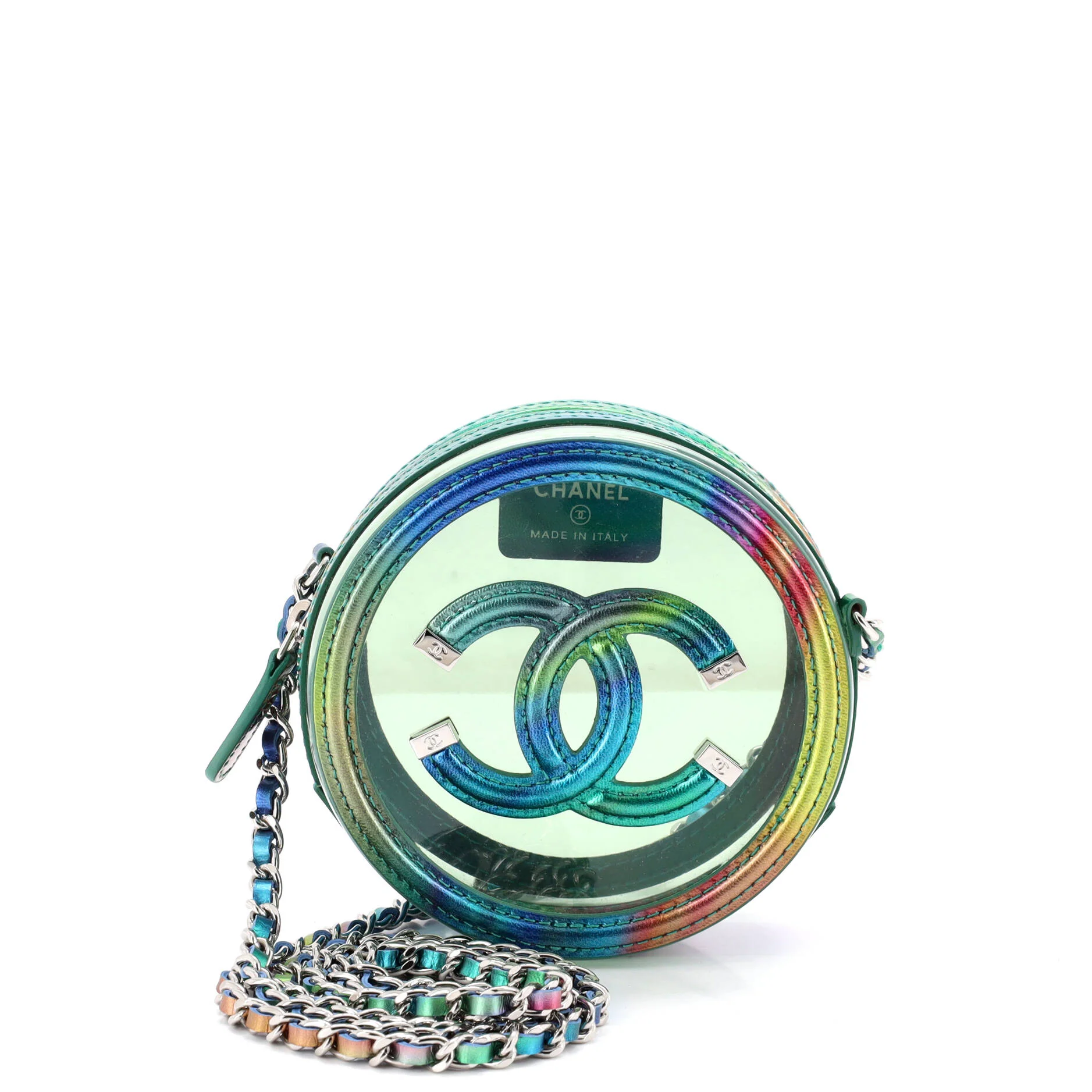 Filigree Round Clutch with Chain PVC with Lambskin Mini