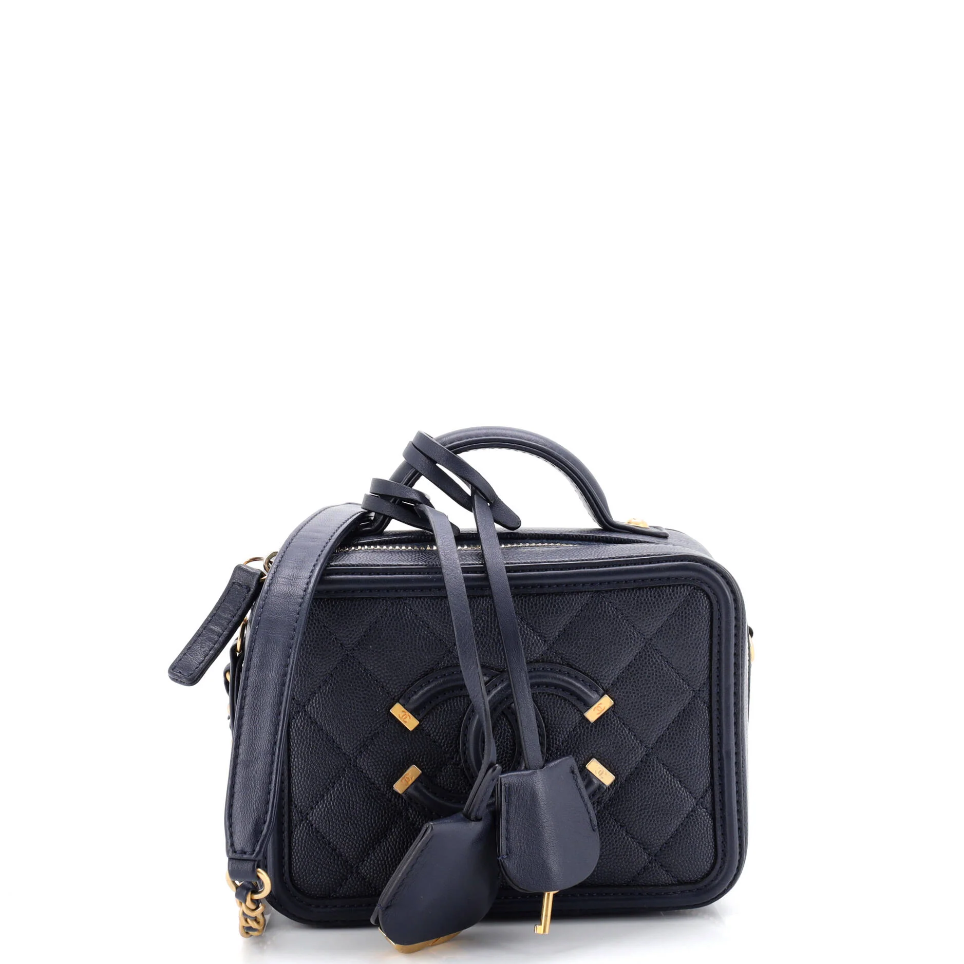 Filigree Vanity Case Quilted Caviar Small