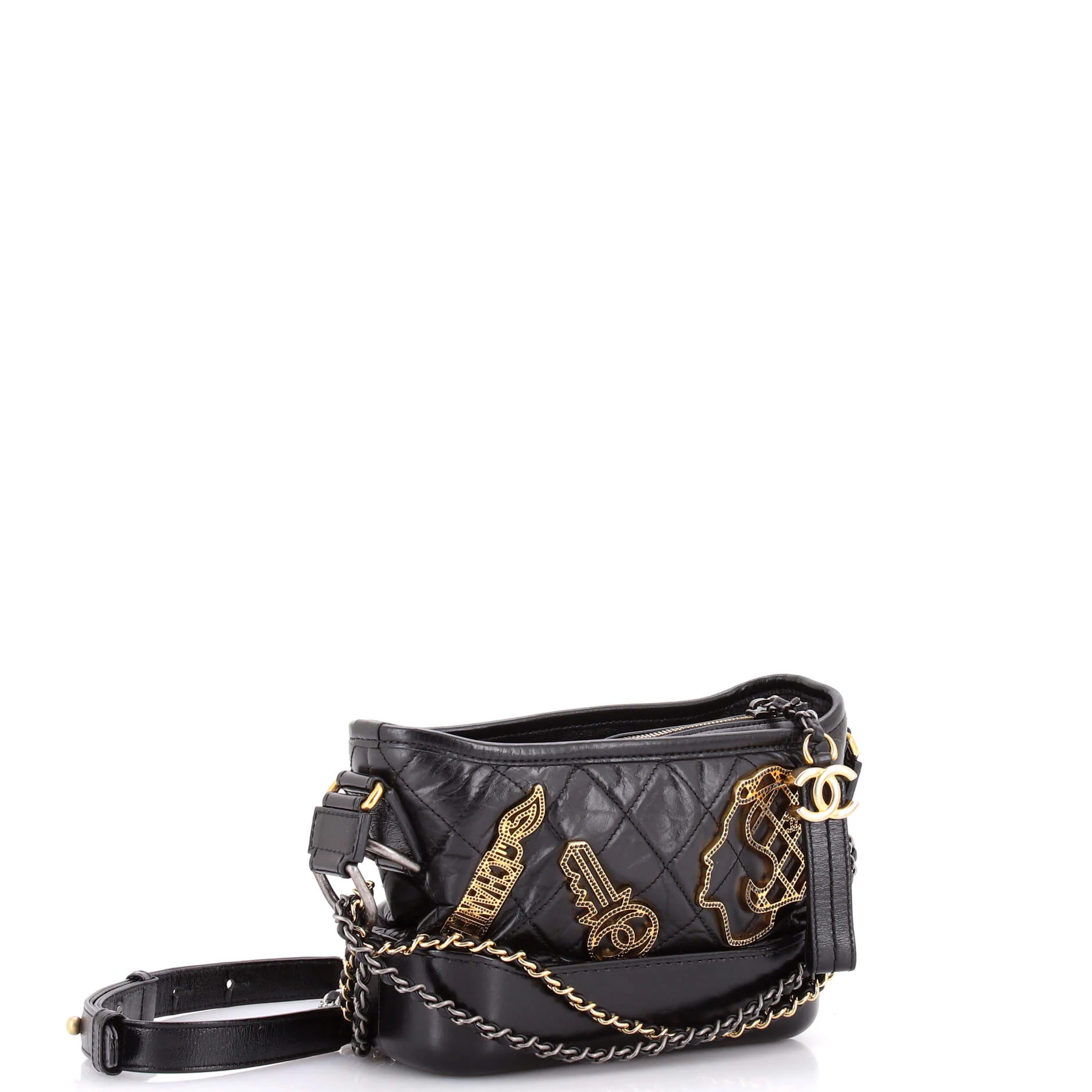 Gabrielle Hobo Embellished Quilted Aged Calfskin Small - Image 3