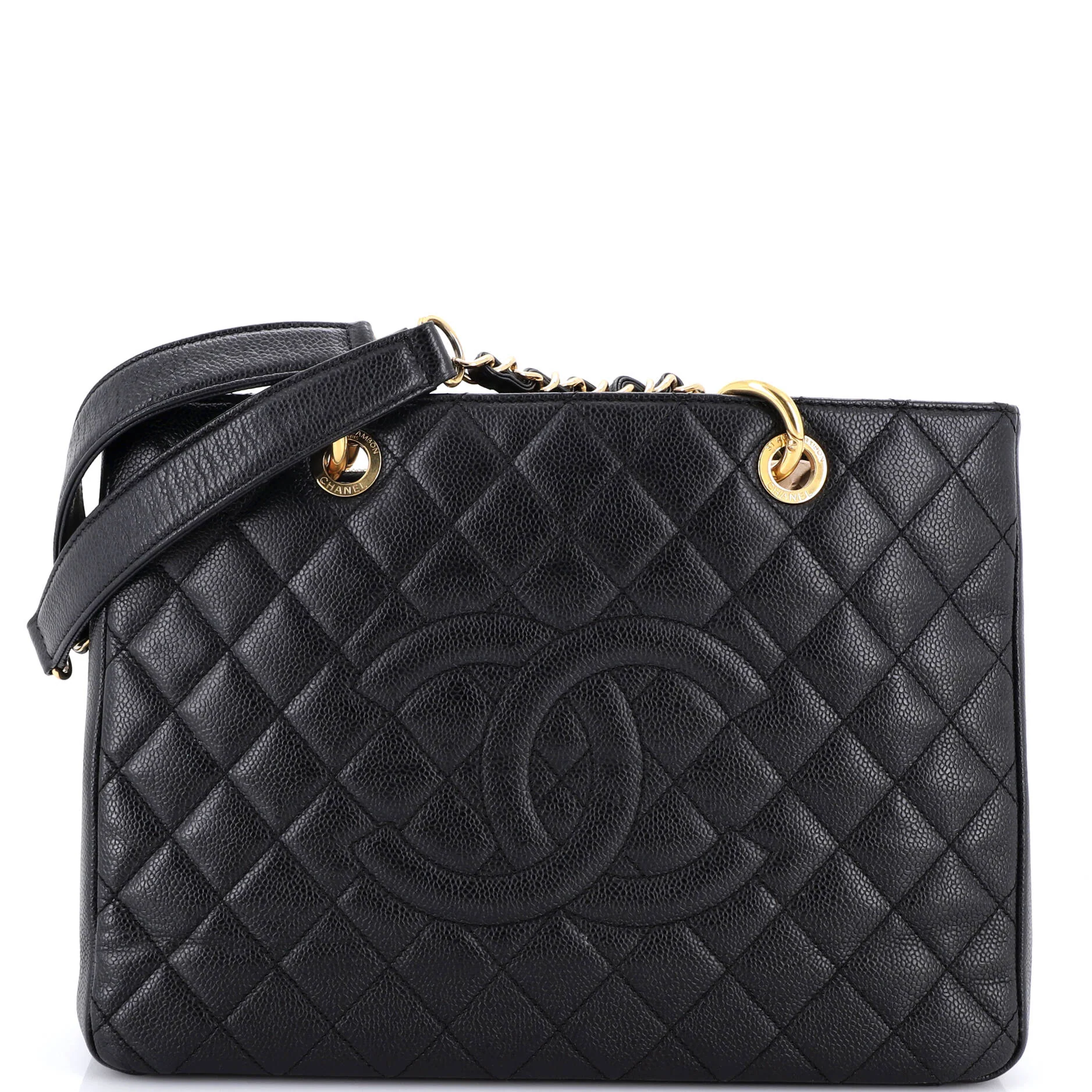 Grand Shopping Tote Quilted Caviar