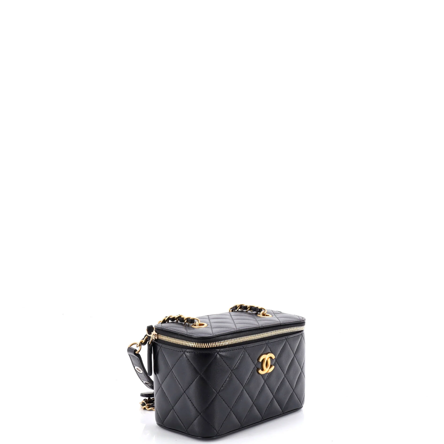 Grommet Strap Vanity Case with Chain Quilted Lambskin Small - Image 3