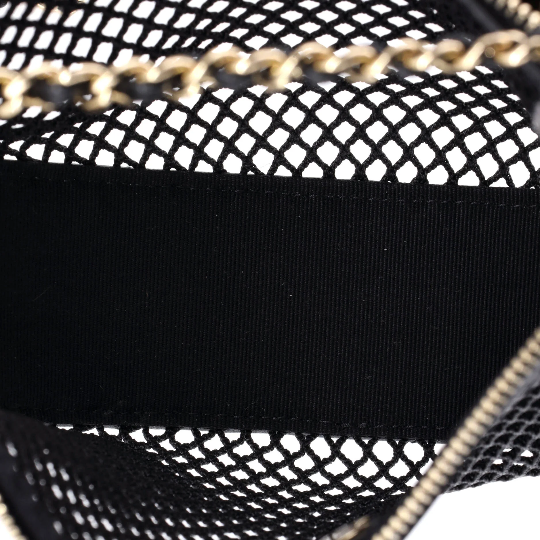 Half Moon Clutch with Chain Mesh with Quilted Lambskin - Image 5