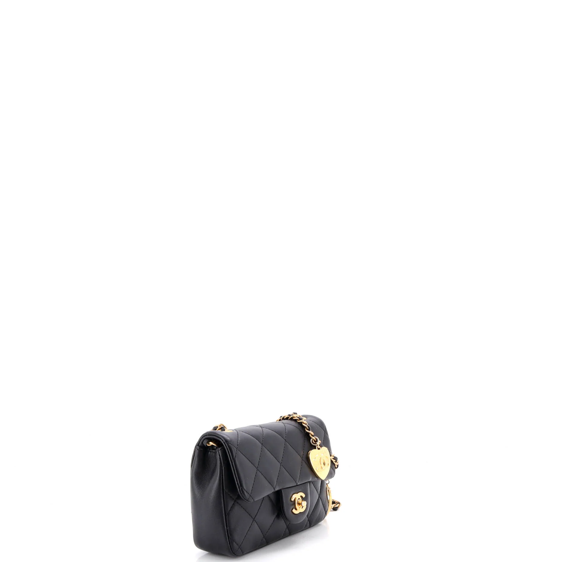 Heart Charms Flap Bag Quilted Lambskin Mini - Image 2