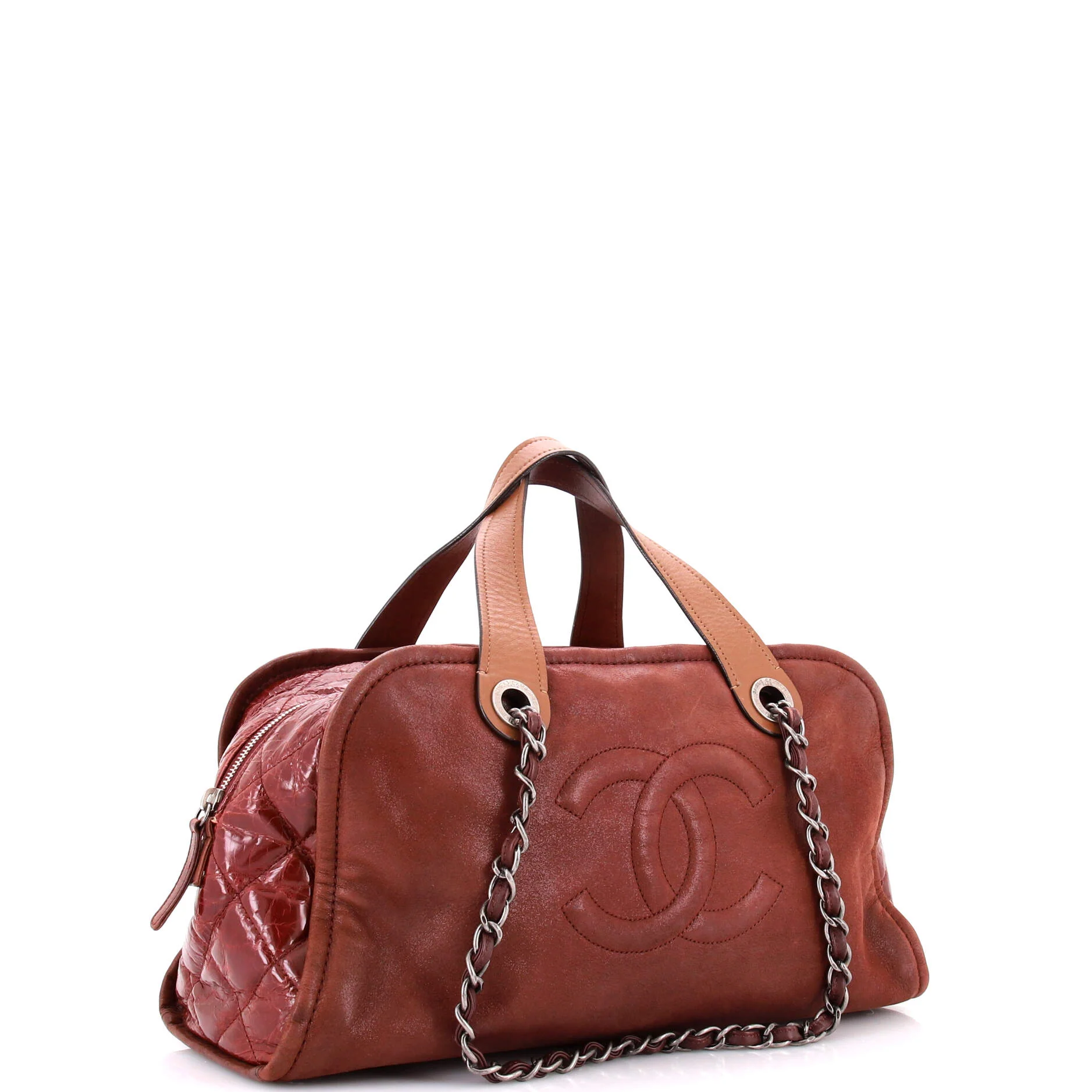 In the Mix Timeless Bowler Bag Iridescent Calfskin and Quilted Glazed Calfskin Large - Image 2