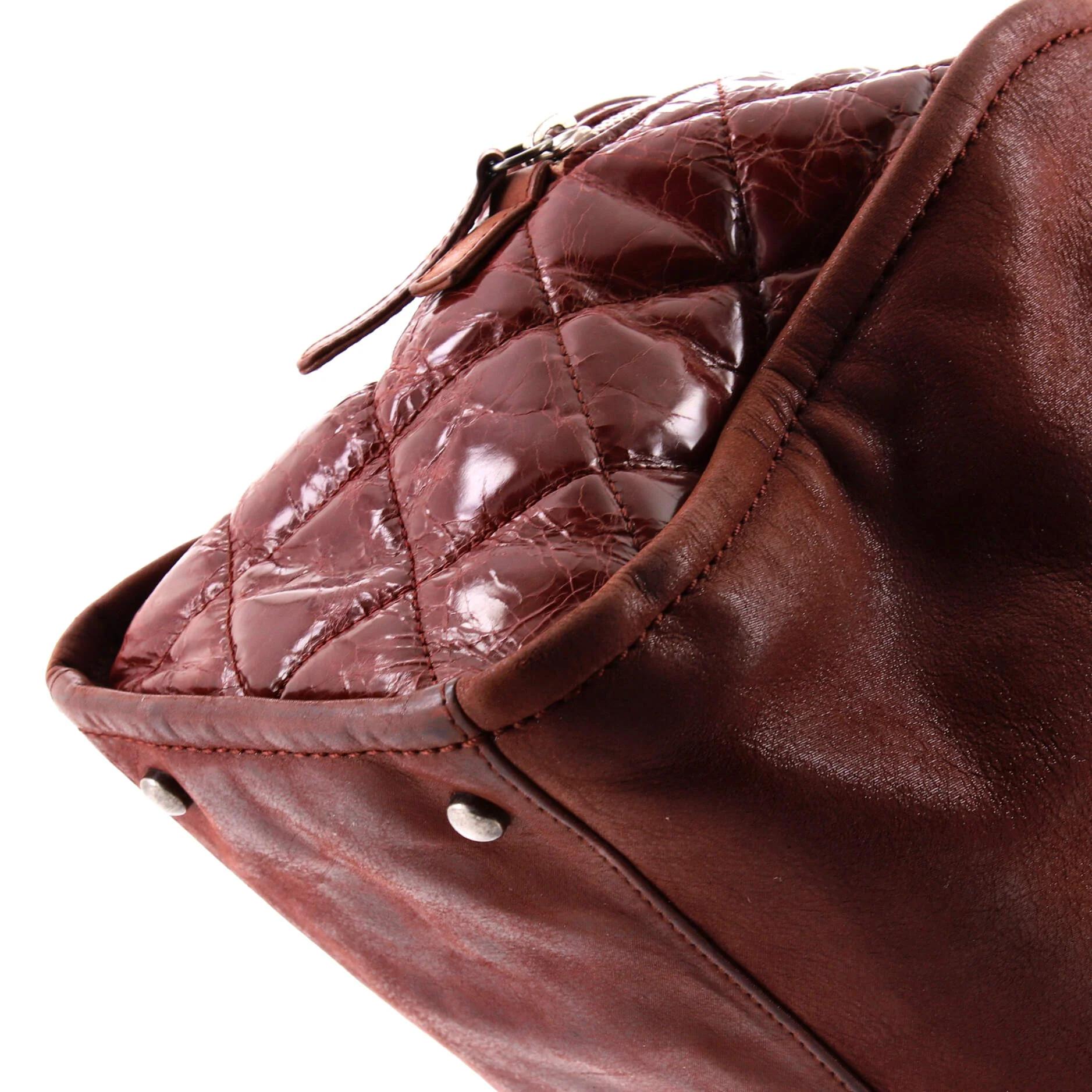 In the Mix Timeless Bowler Bag Iridescent Calfskin and Quilted Glazed Calfskin Large - Image 7