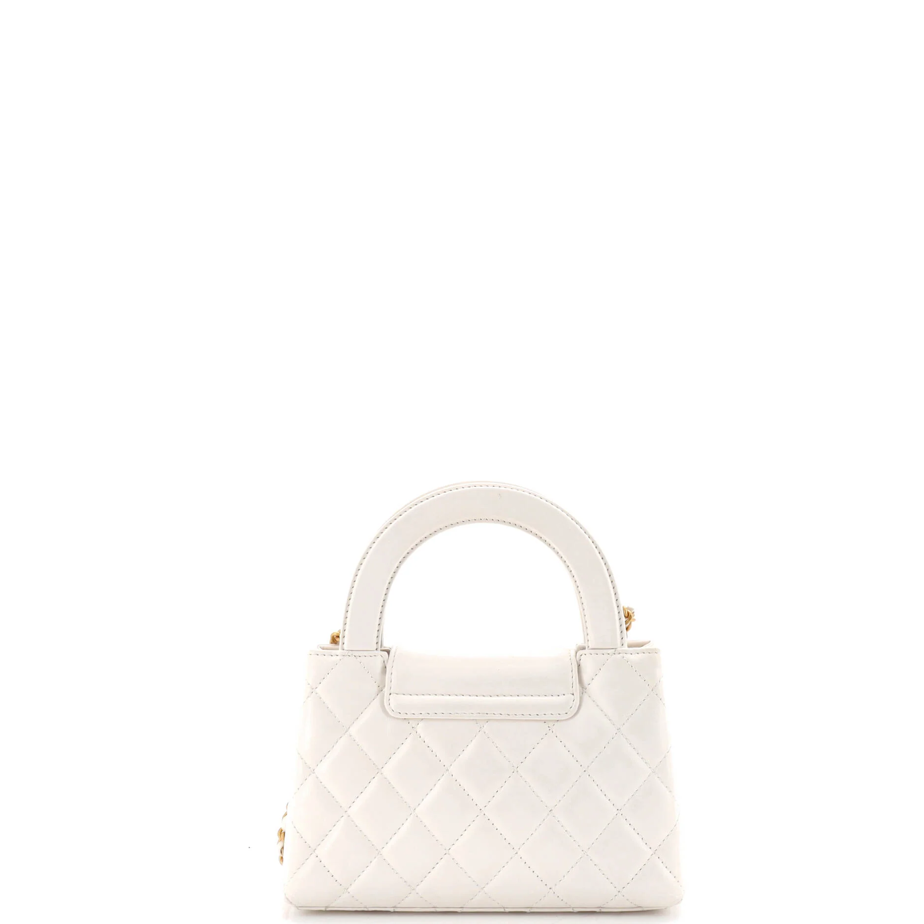Kelly Top Handle Shopping Bag Quilted Shiny Aged Calfskin Mini - Image 3