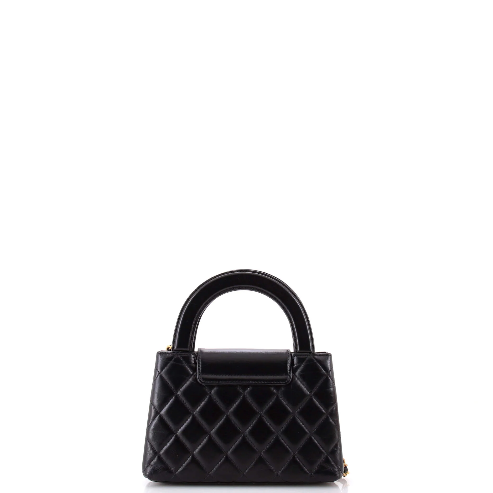 Kelly Top Handle Shopping Bag Quilted Shiny Aged Calfskin Mini - Image 3