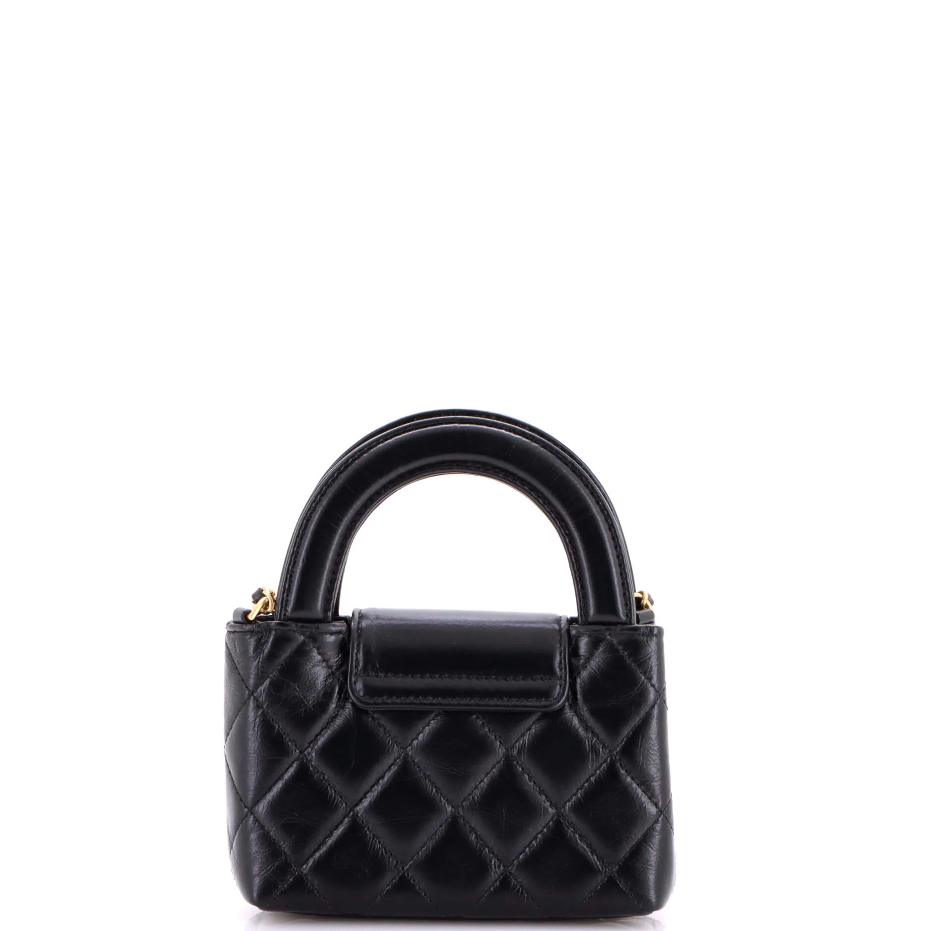 Kelly Top Handle Shopping Bag Quilted Shiny Aged Calfskin Nano - Image 3