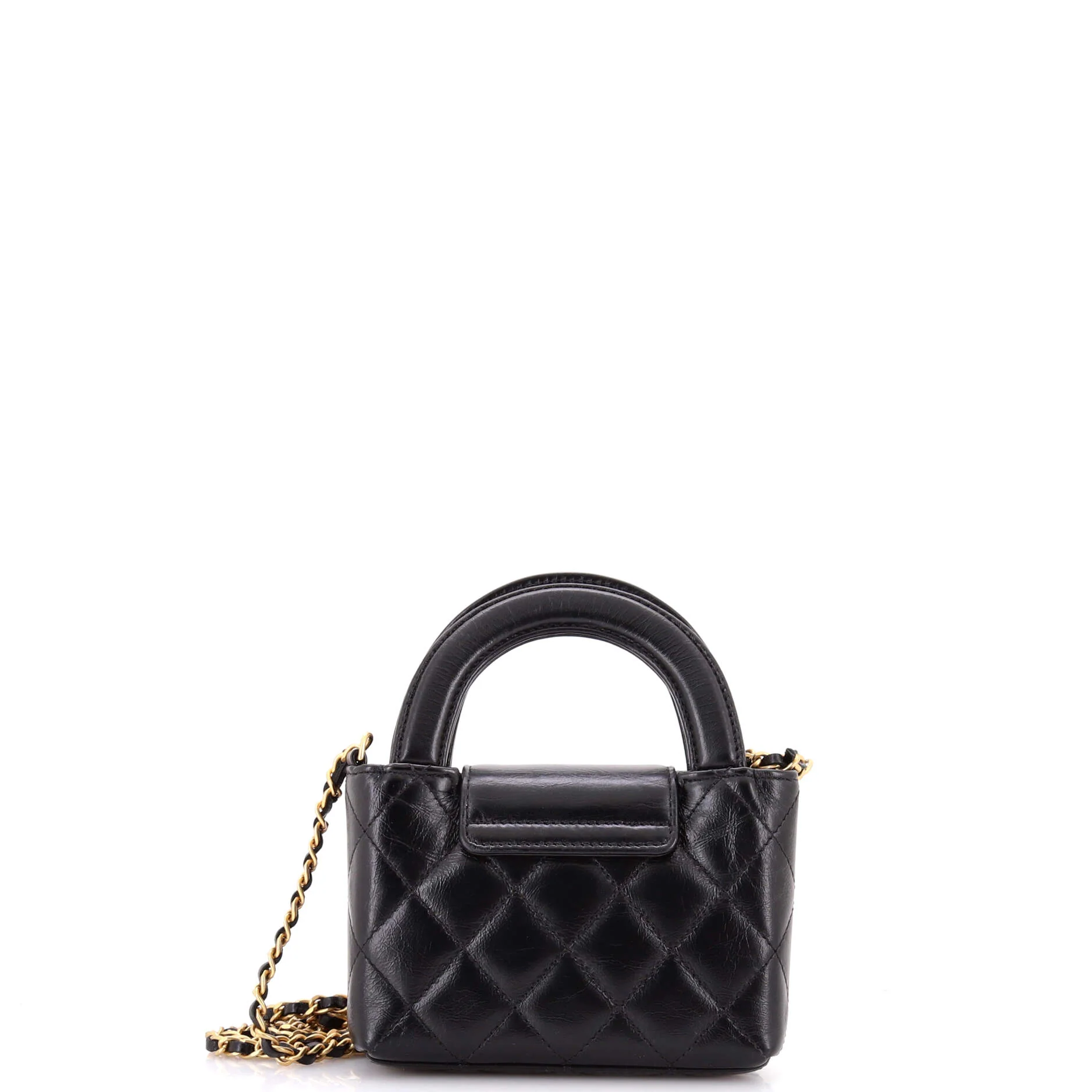 Kelly Top Handle Shopping Bag Quilted Shiny Aged Calfskin Nano - Image 3