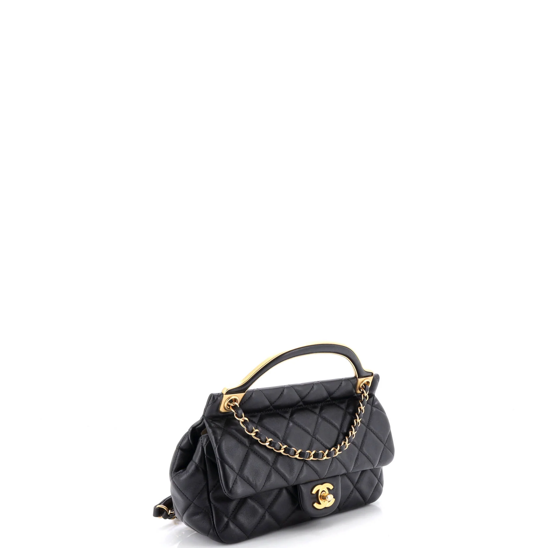 Lady Handle Flap Bag Quilted Calfskin Small - Image 2