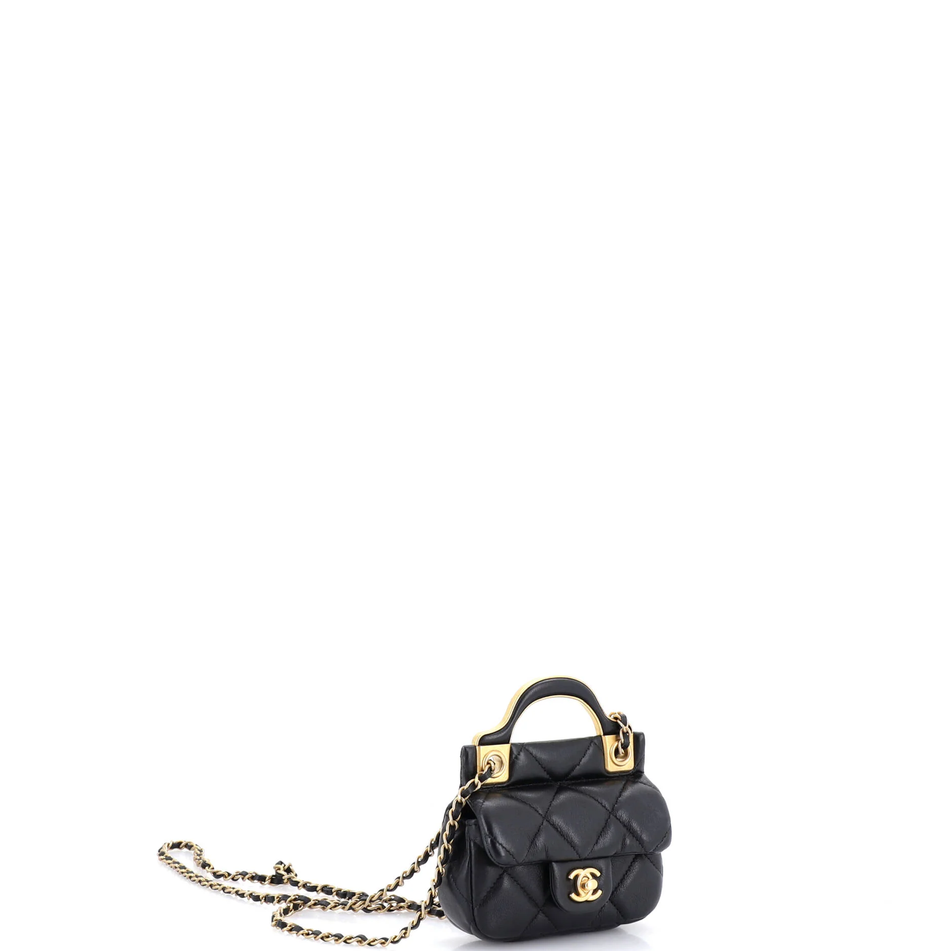 Lady Handle Flap Card Holder on Chain Quilted Calfskin - Image 3