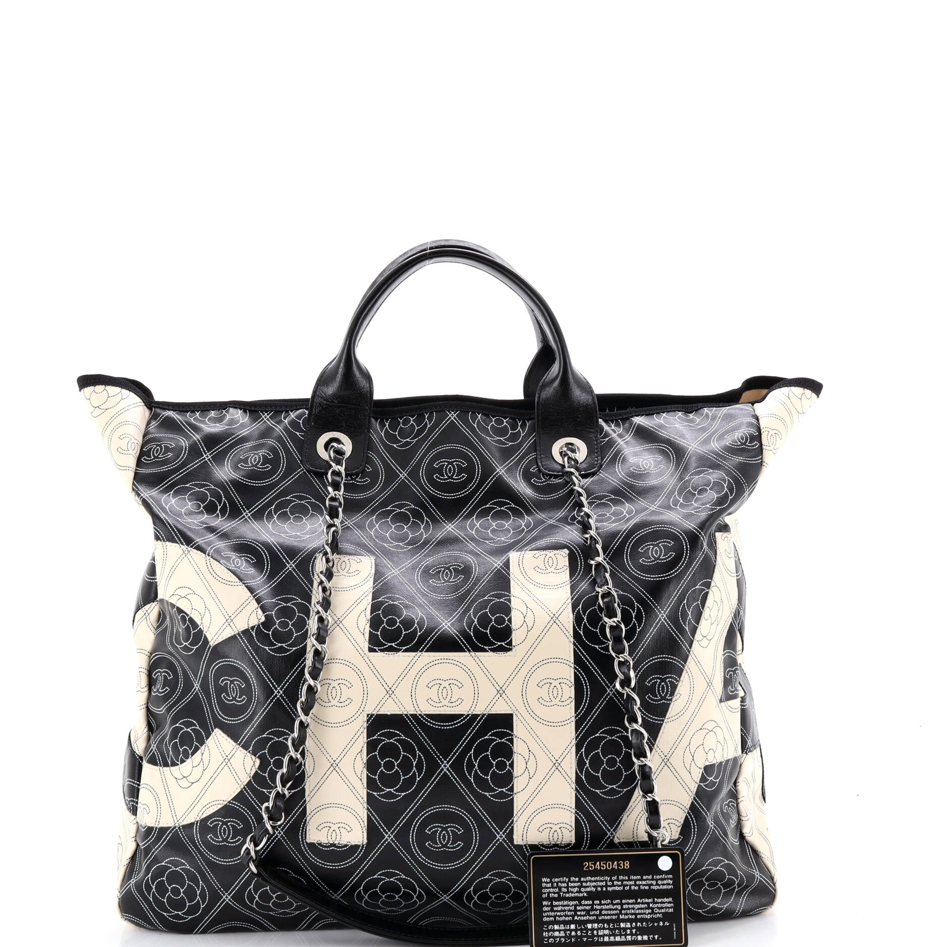 Logo Camellia Shopping Tote Printed Coated Canvas Medium - Image 2