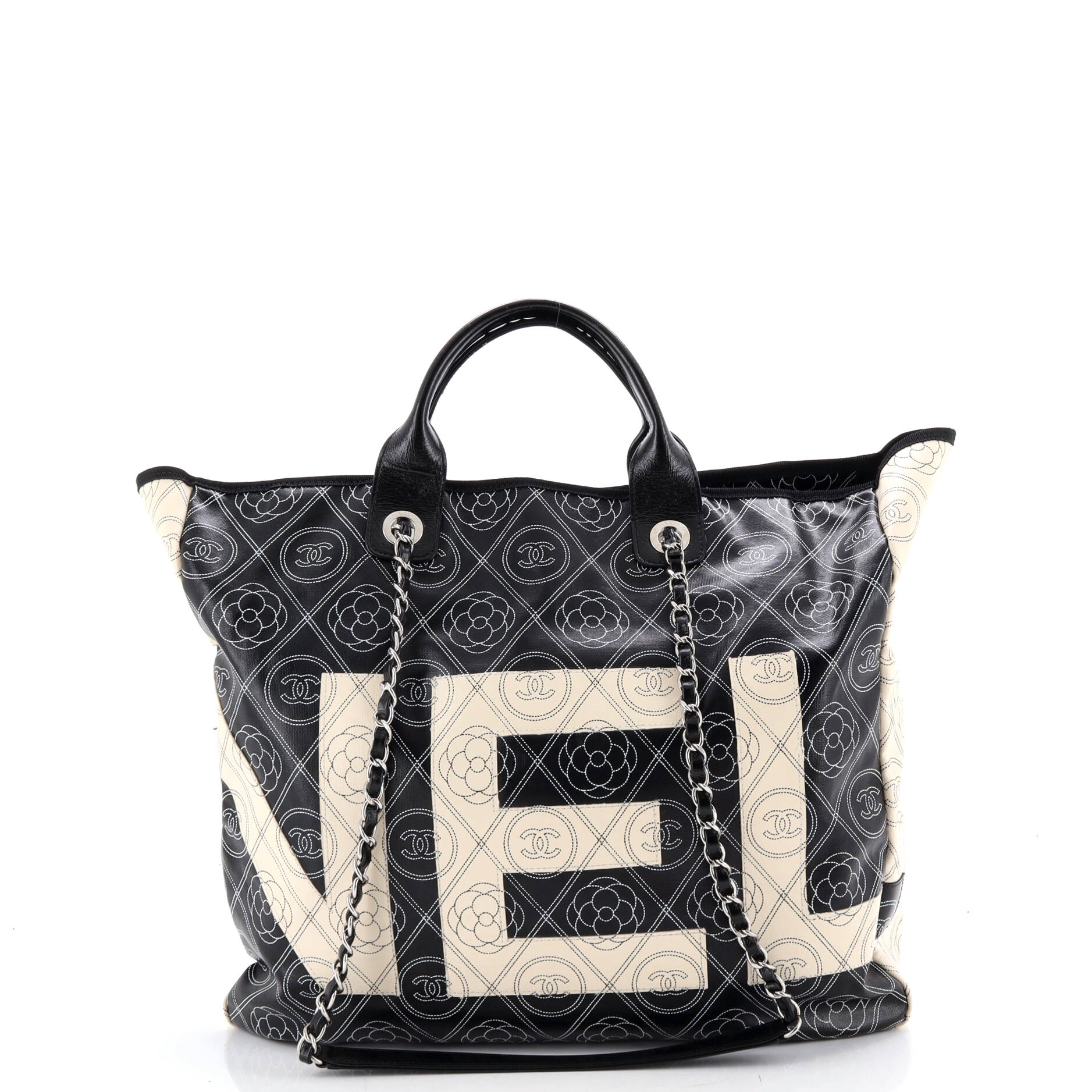 Logo Camellia Shopping Tote Printed Coated Canvas Medium - Image 4