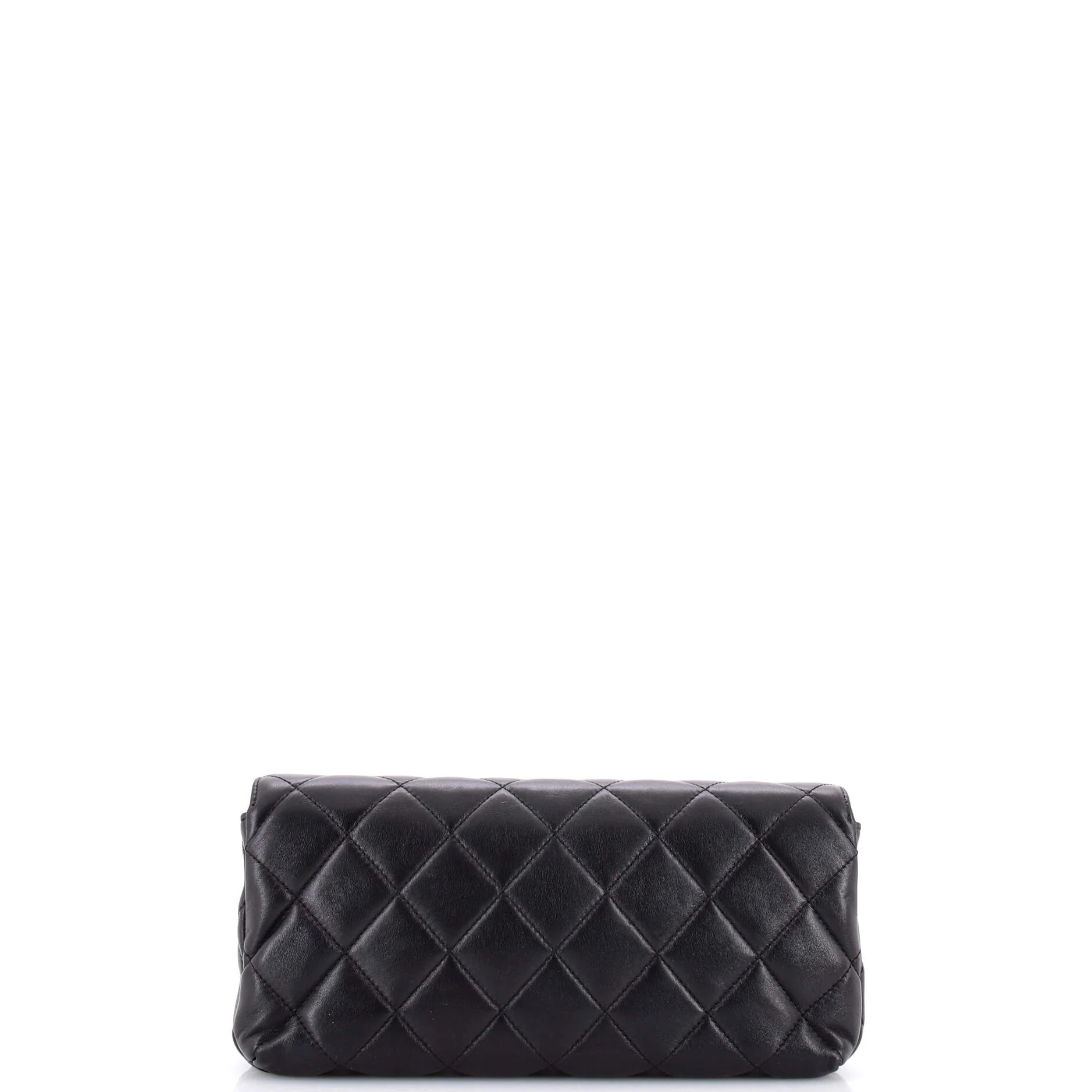 Logo Chains Flap Clutch with Chain Quilted Lambskin with Faux Pearls and Crystals - Image 3