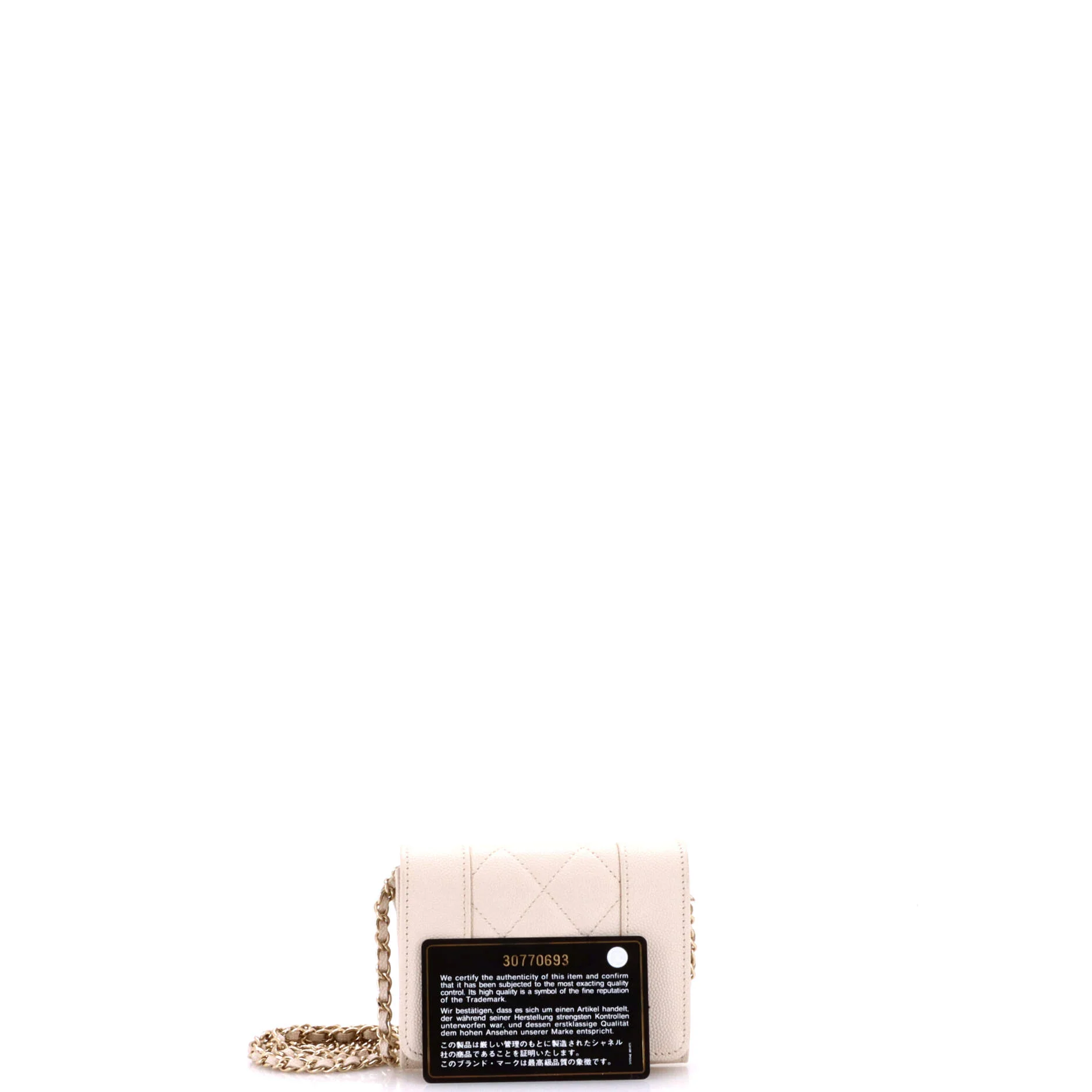 Mademoiselle Vintage Card Holder on Chain Quilted Caviar - Image 2