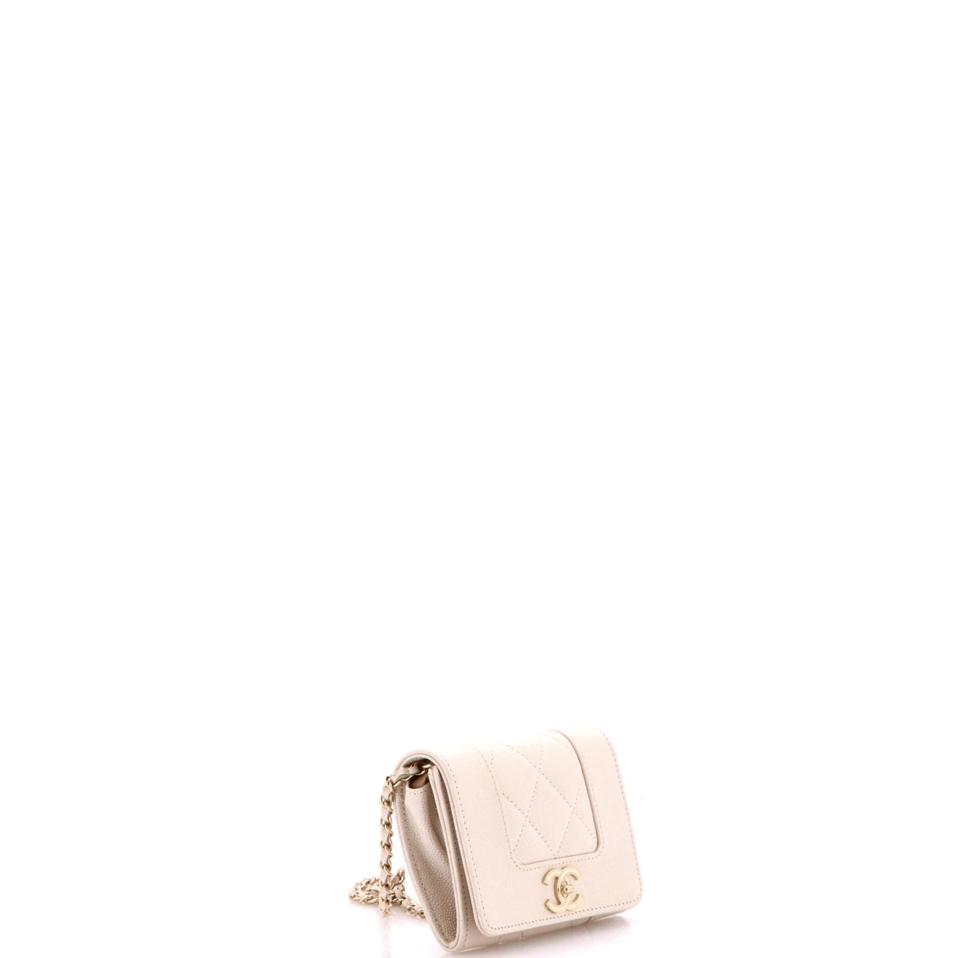Mademoiselle Vintage Card Holder on Chain Quilted Caviar - Image 3