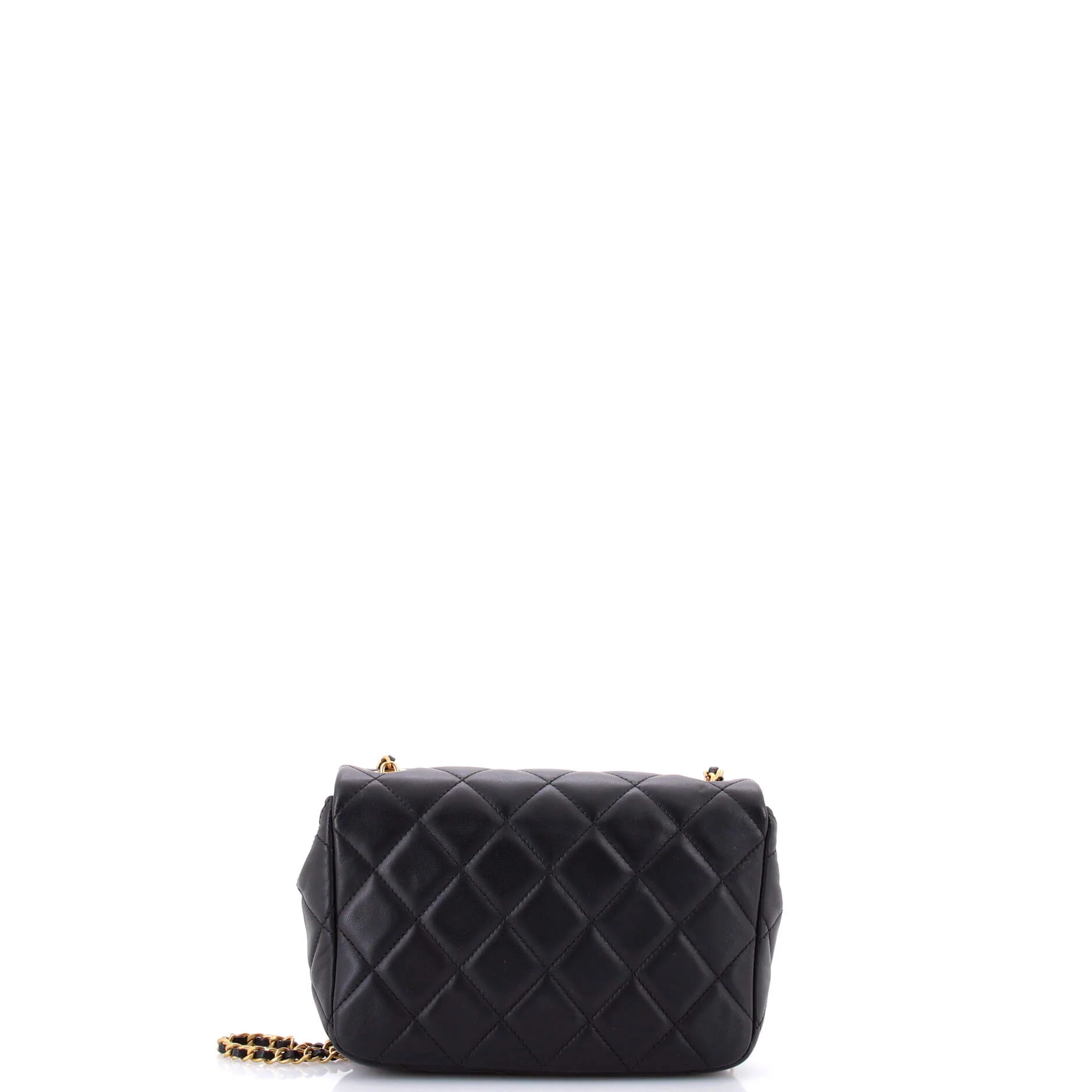 Medallion Pearl Chain Flap Bag Quilted Lambskin Mini - Image 4